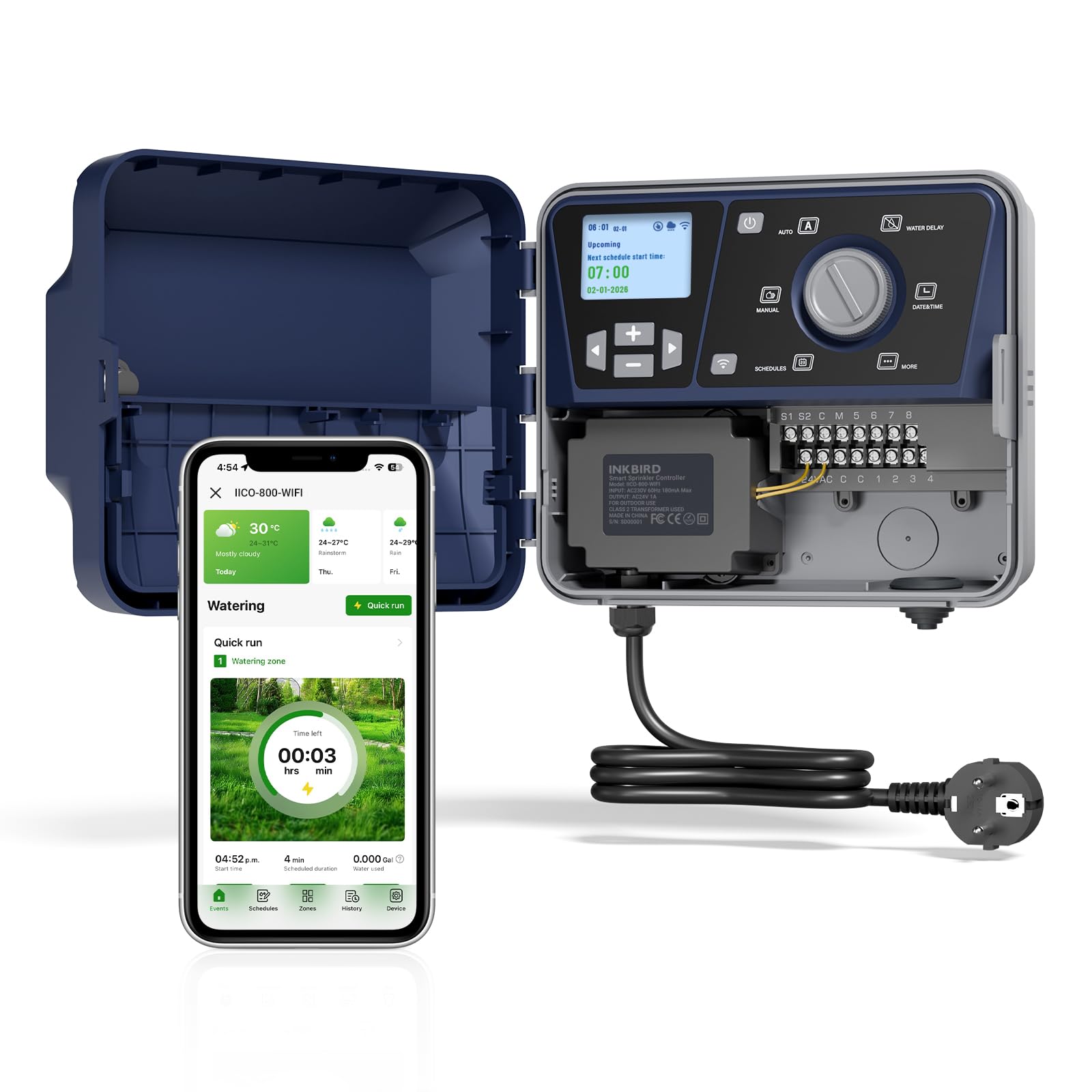 Inkbird IICO-800-WIFI inteligentny komputer nawadniający, 8-strefowe sterowanie, inteligentne sterowanie nawadnianiem