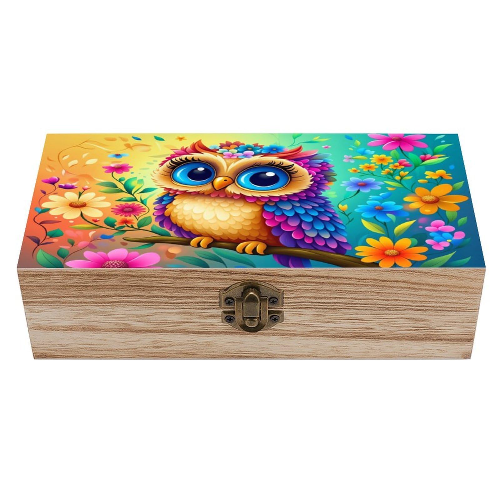 asbwuo Charming Owl Vintage Wooden Keepsake Box