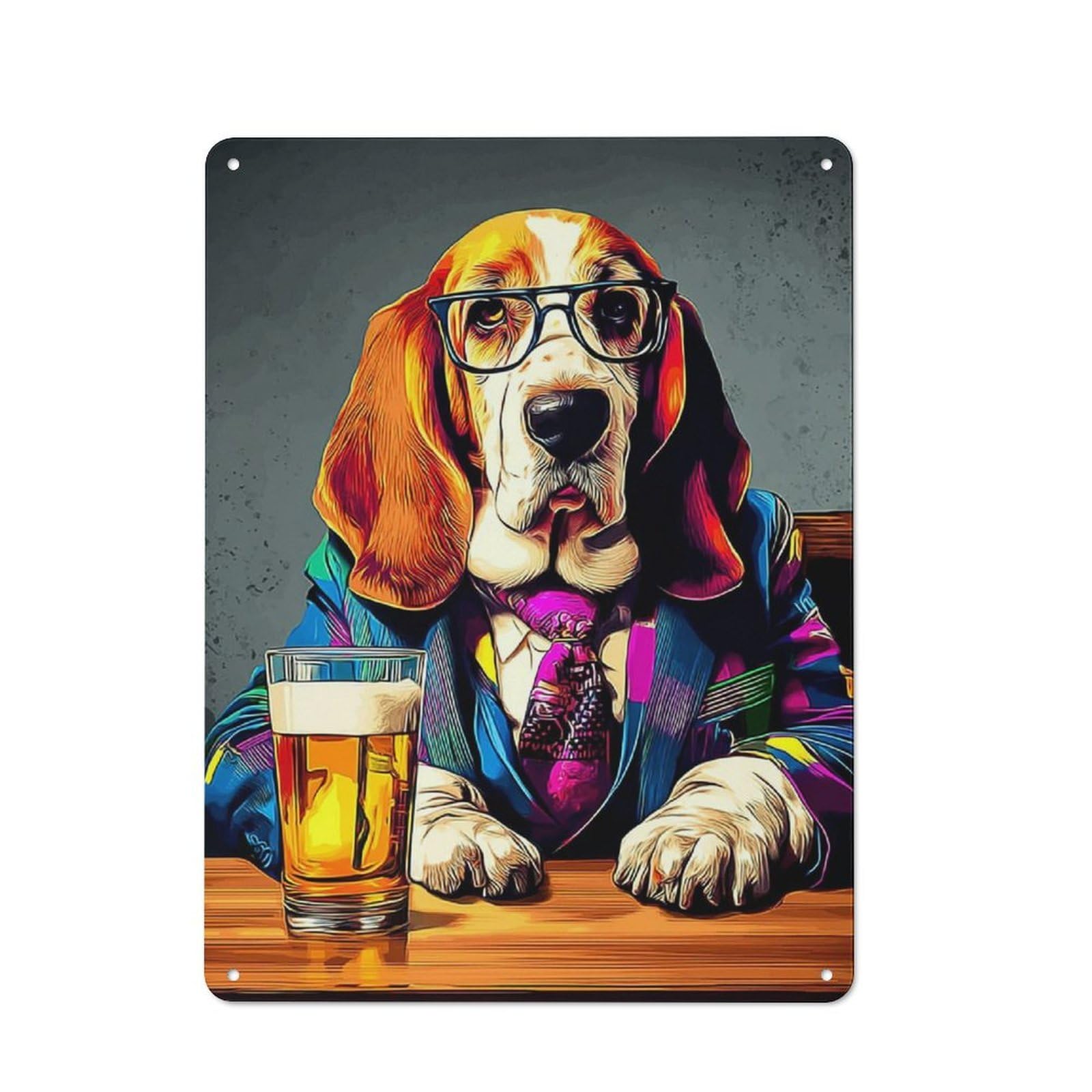 Junmoney Chill Dog With Beer Retro Tin Wall Plaque 40X30cm Featuring For Garage Wall, New Home Wall Decor For People Furnishing A Garage