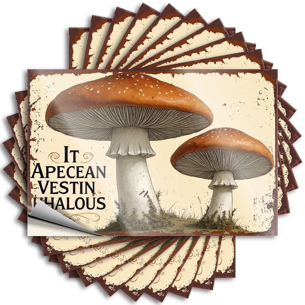 Two Mushrooms with Spotted Caps. Farm Kitchen Decor Gamers DIY | Southern Tattoo Cover Removable Vinyl Sticker Decal(12X18CM)