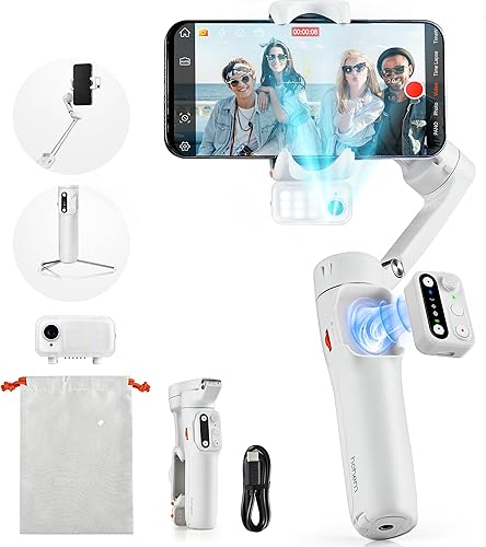 Miniatura 10 de hohem iSteady V3 - Estabilizador de cardán para iPhone, cardán de teléfono de 3 ejes, rastreador magnético de inteligencia artificial, varilla Negro