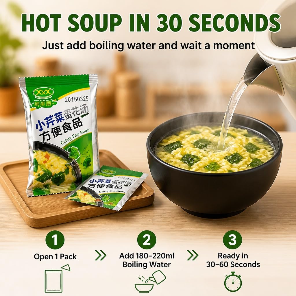 Paquete De 8gx50 Mezcla Sopa Instantánea, 5 Sabores, Verduras Liofilizada, Preparación Fácil For Llevar