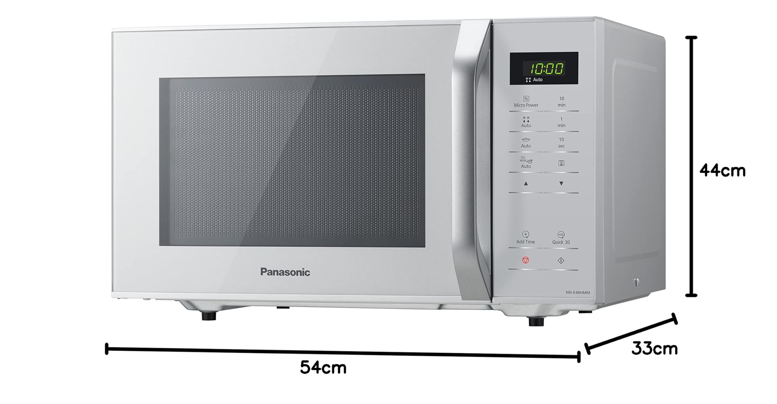 Panasonic NN-E20JWMEBG - Four Micro-Ondes Compact 20L 800W Blanc - Décongélation Rapide, 5 Puissances, Plateau Verre Tournant