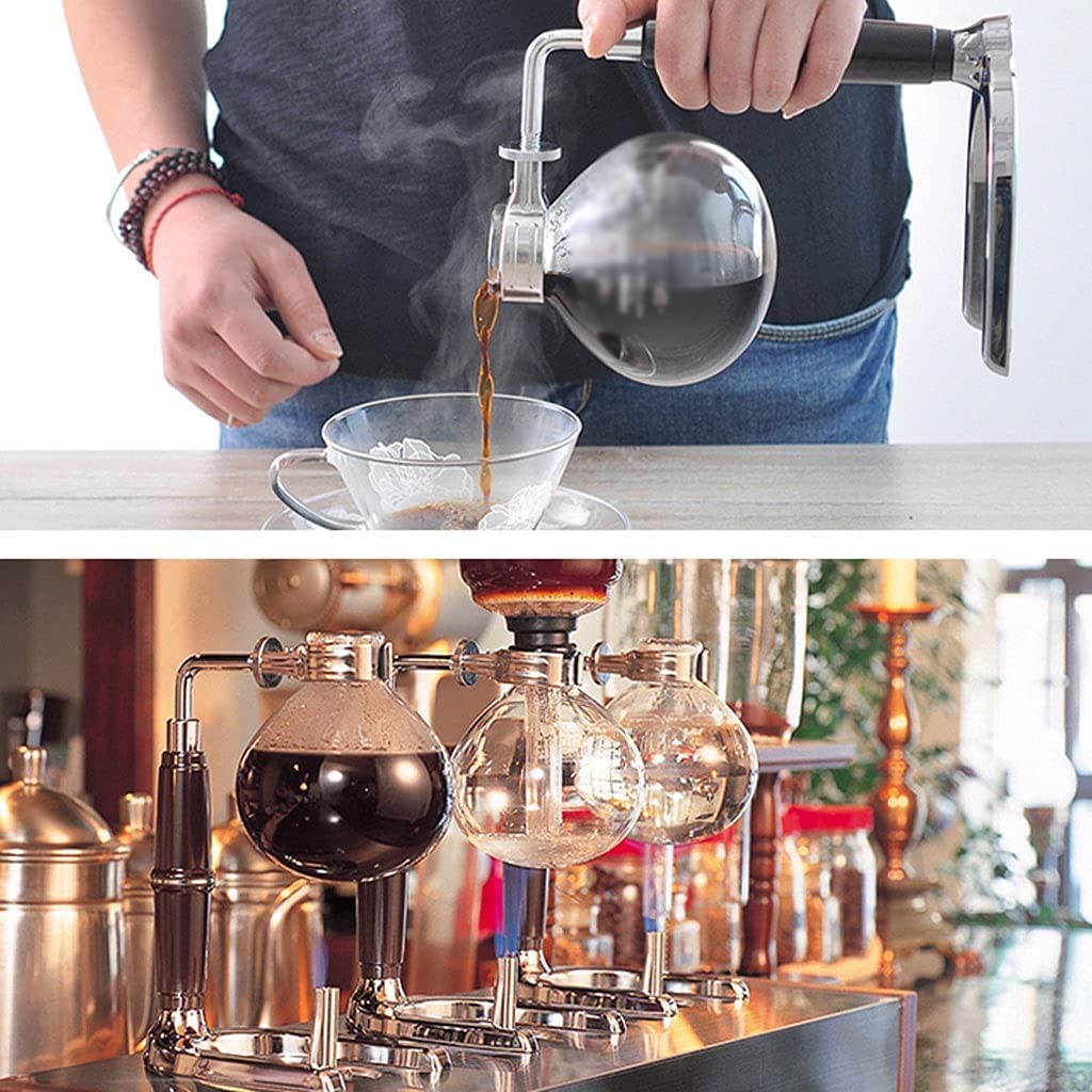 OLOTU Professionale Moderna caffettiera a sifone, caffettiera ghiacciata con bruciatore ad Alcool, caffettiera Trasparente con Supporto in Acciaio Inossidabile Caffettiera Dripster