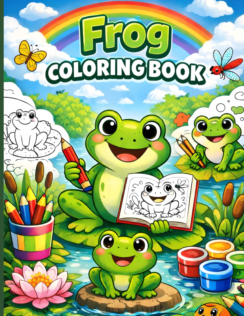 Froggy Fun Coloring Book for Kids Ages 4–8: Cute Frogs, Pond Life & Frog Life Cycle Educational Coloring Pages
