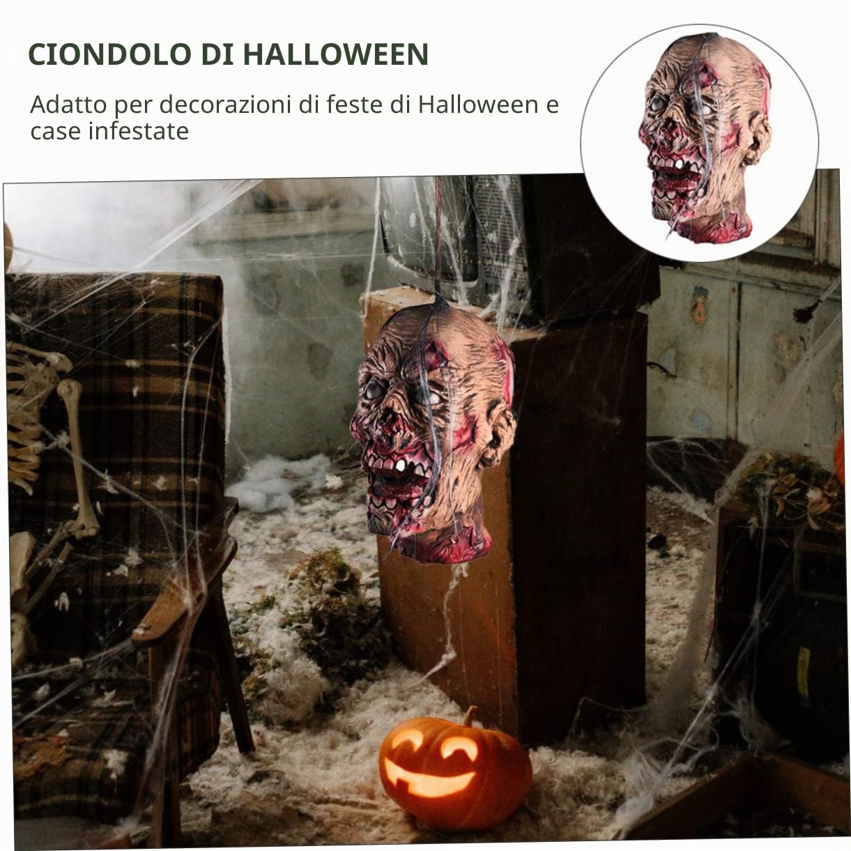 GLEAVI Testa Mozzata Animata Halloween Appesa Decorazione da Festa Spaventosa e Esterni Pendente Horror