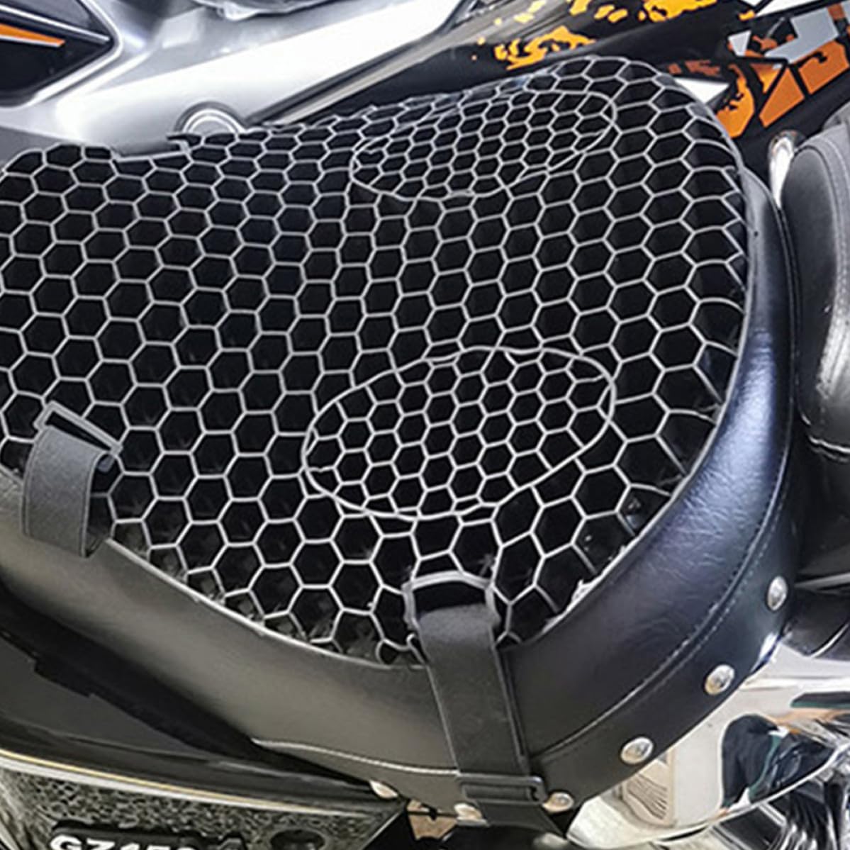 GALPADA Funda de Asiento Cojín Absorción de Impactos Gel y Felpa Negra y Aislamiento Térmico para Asiento de Motocicleta para Moto