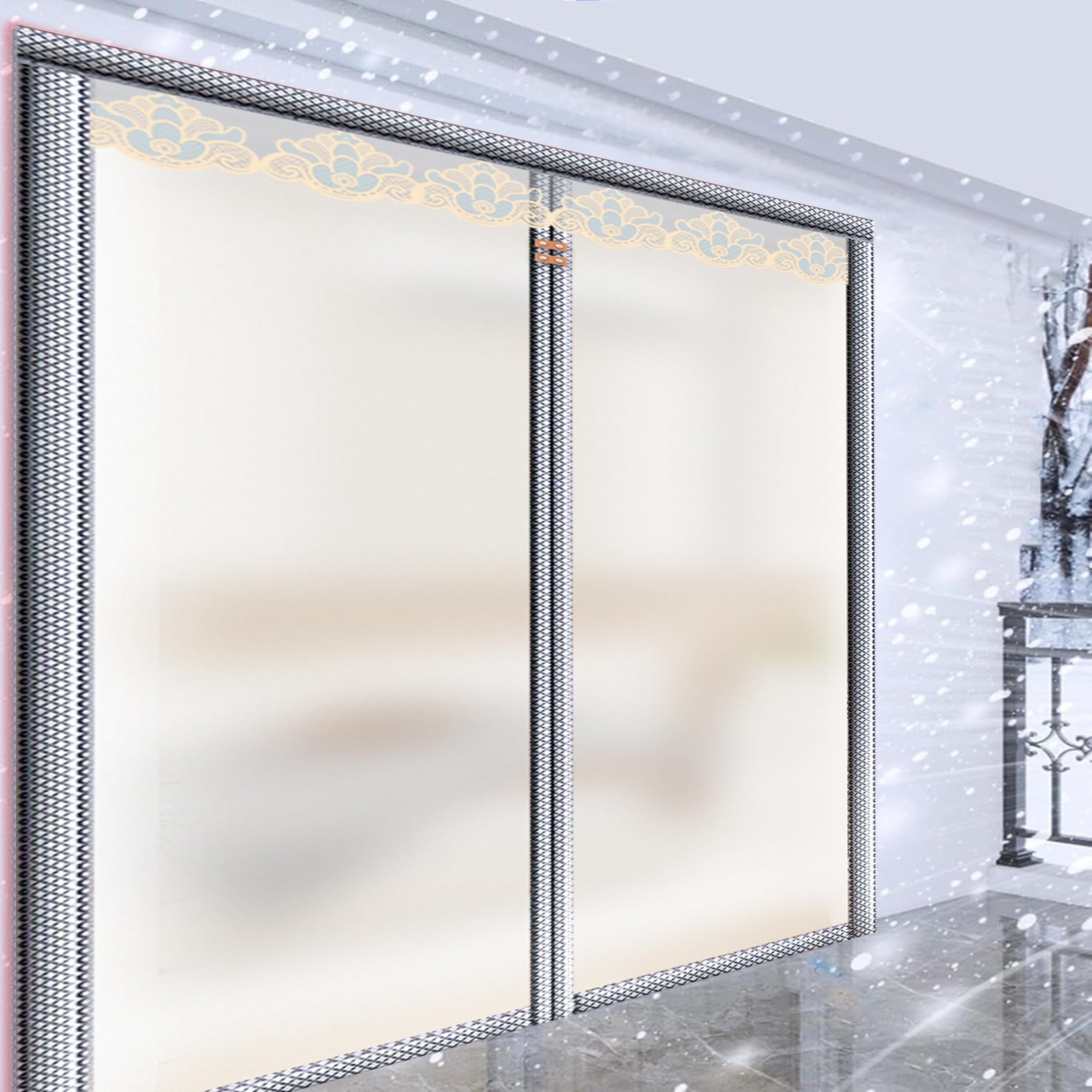 Isolant thermique isolation porte avec magnétique rideaux coton auto-adhésif