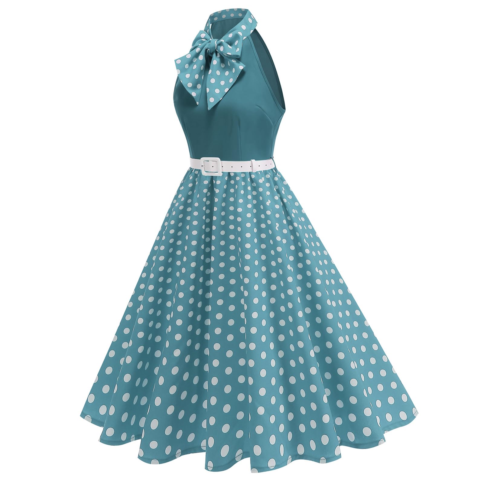 Robe vintage des années 1950 pour femme - Style rockabilly - Swing - Style Hepburn - Col rond - Style années 50 - Robe midi rétro - Robe midi - Pour cocktail, fête, soirée formelle, bal de