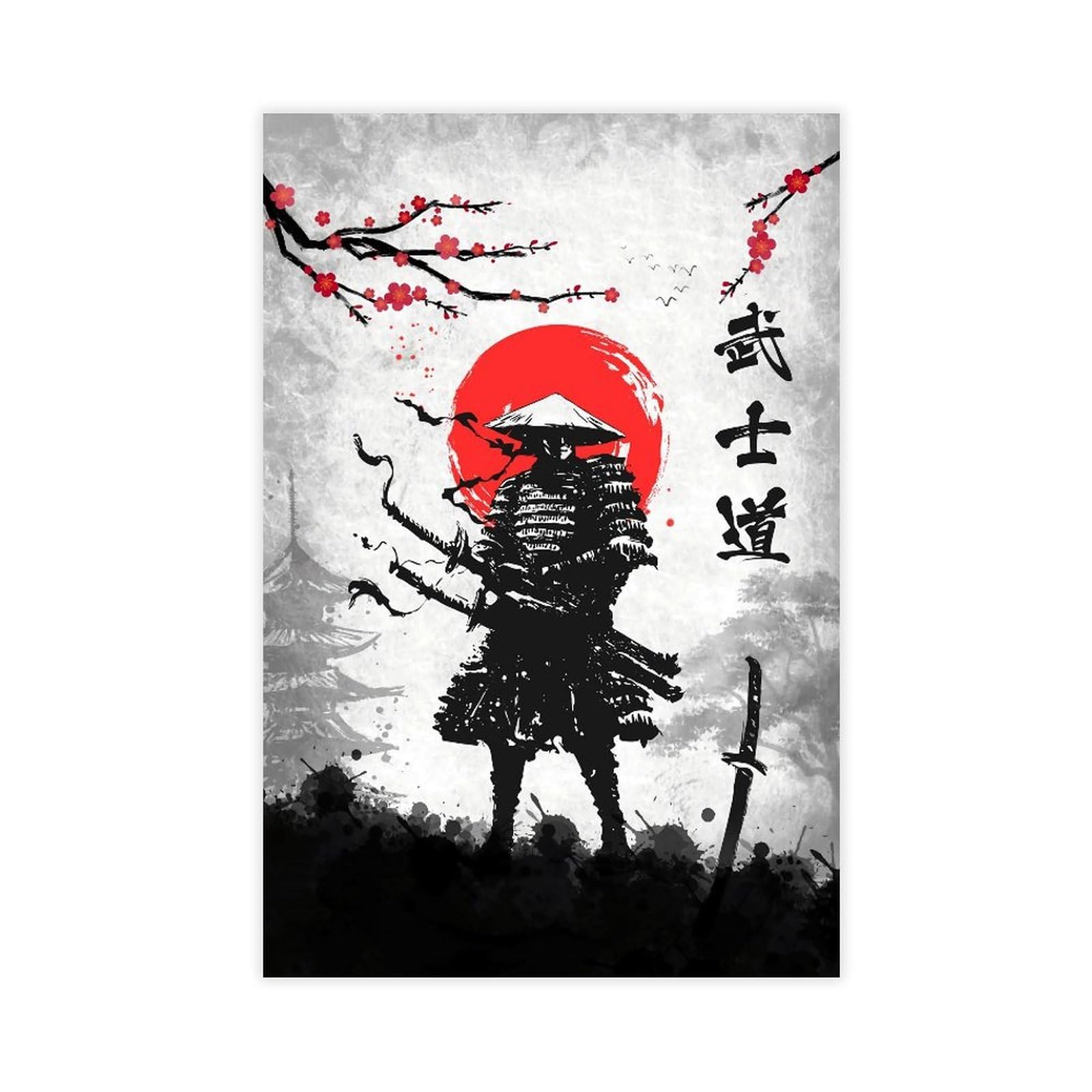 Qnvjqkdsi Unframe Japanese Samurai Art (9) Canvas Poster Bedroom Decor Landscape Office Room Decor Gift 24" L X 36" W