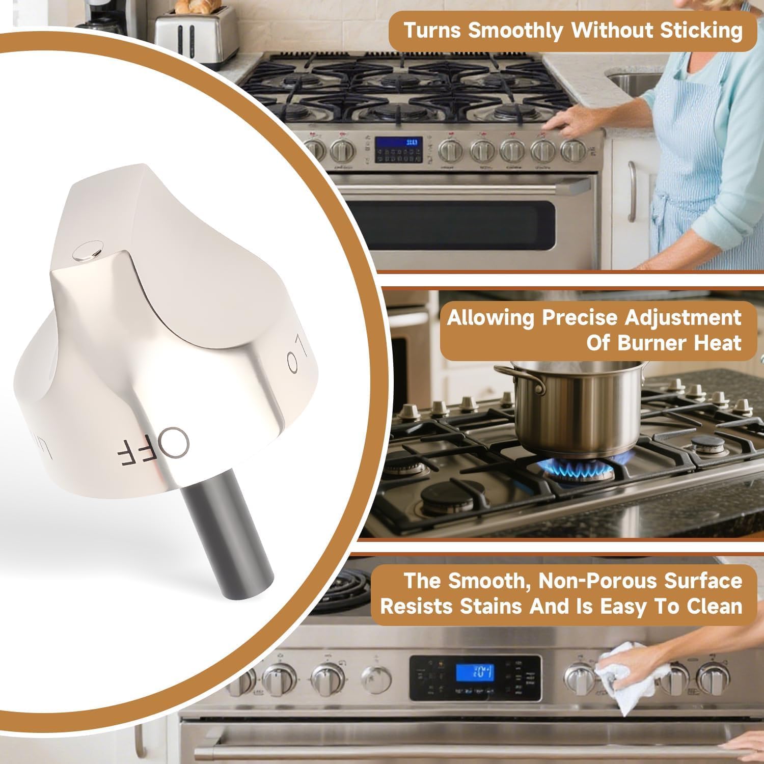 Gas Range Oval Burner Knob Control Knob Assembly Compatible with GE Hotpoint Haier Range Replace#: WB03K10266 WB03K10243