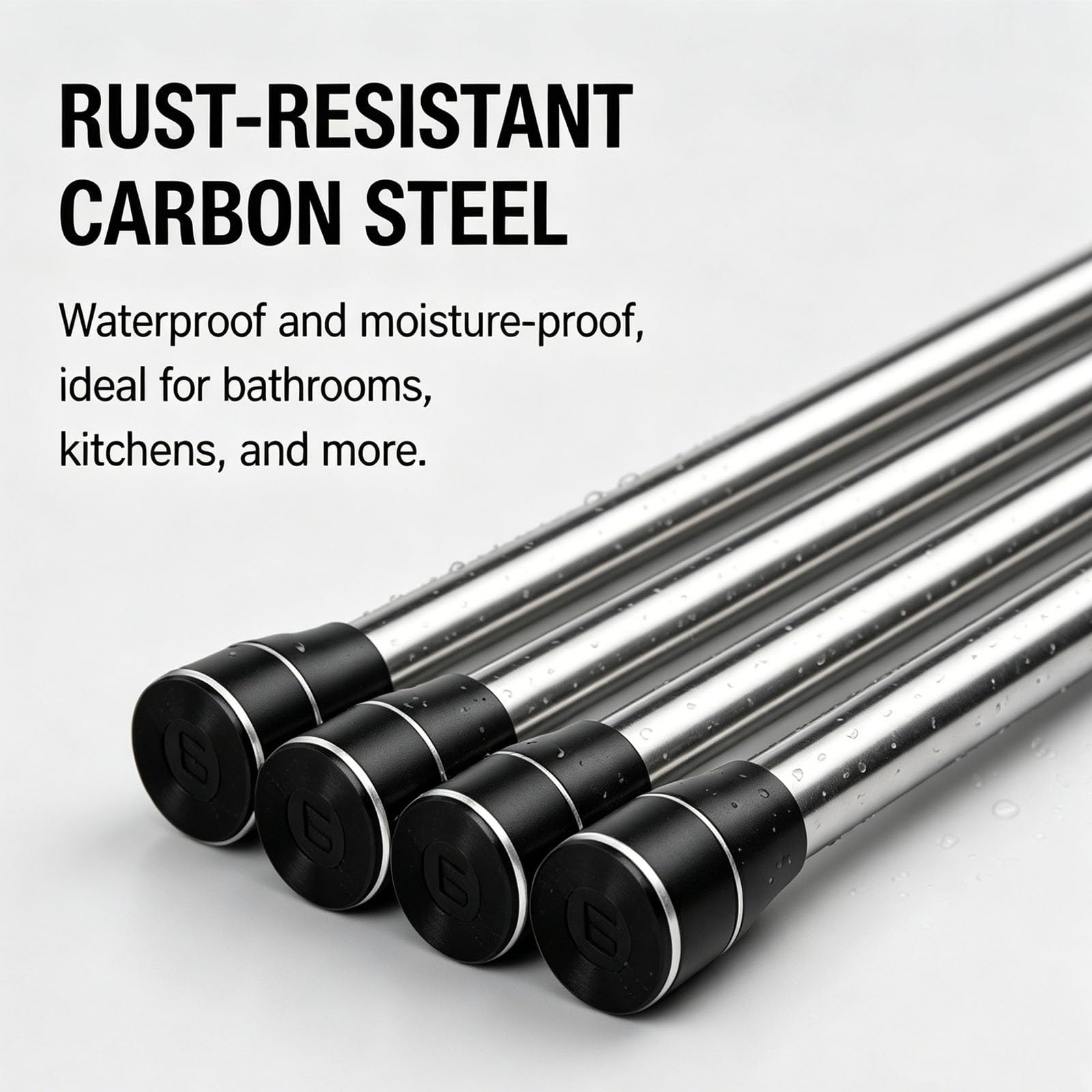 Adjustable 19–118 In Shower Curtain Rod, Closet Rods for Hanging Clothes