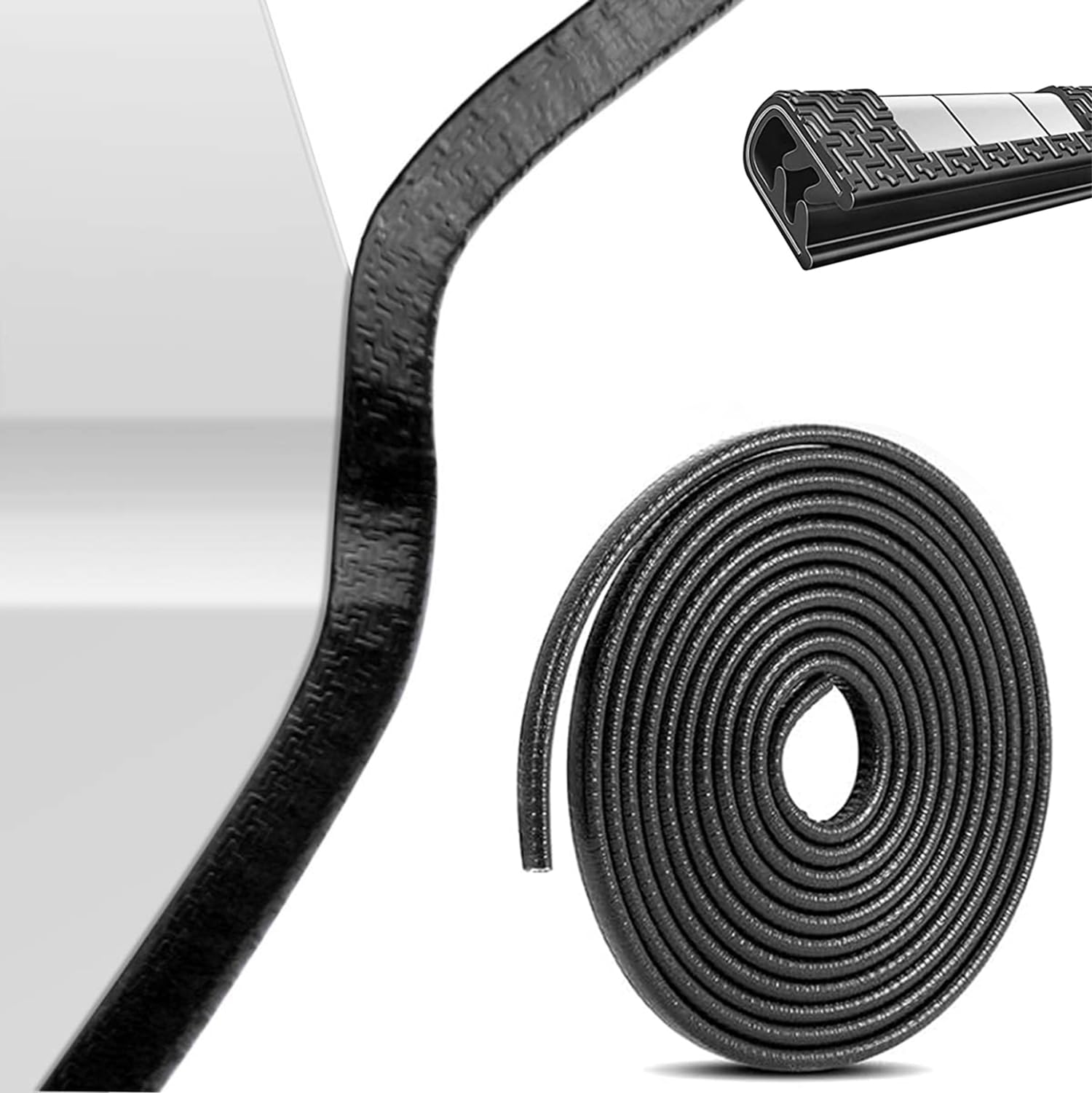 WEDSLK Car Door Edge Protector for Mazda CX5 KF 5 türer, U Shape Rubber Car Door Seal Trim, Car Protection Door Edge Guard Fit,A/Black