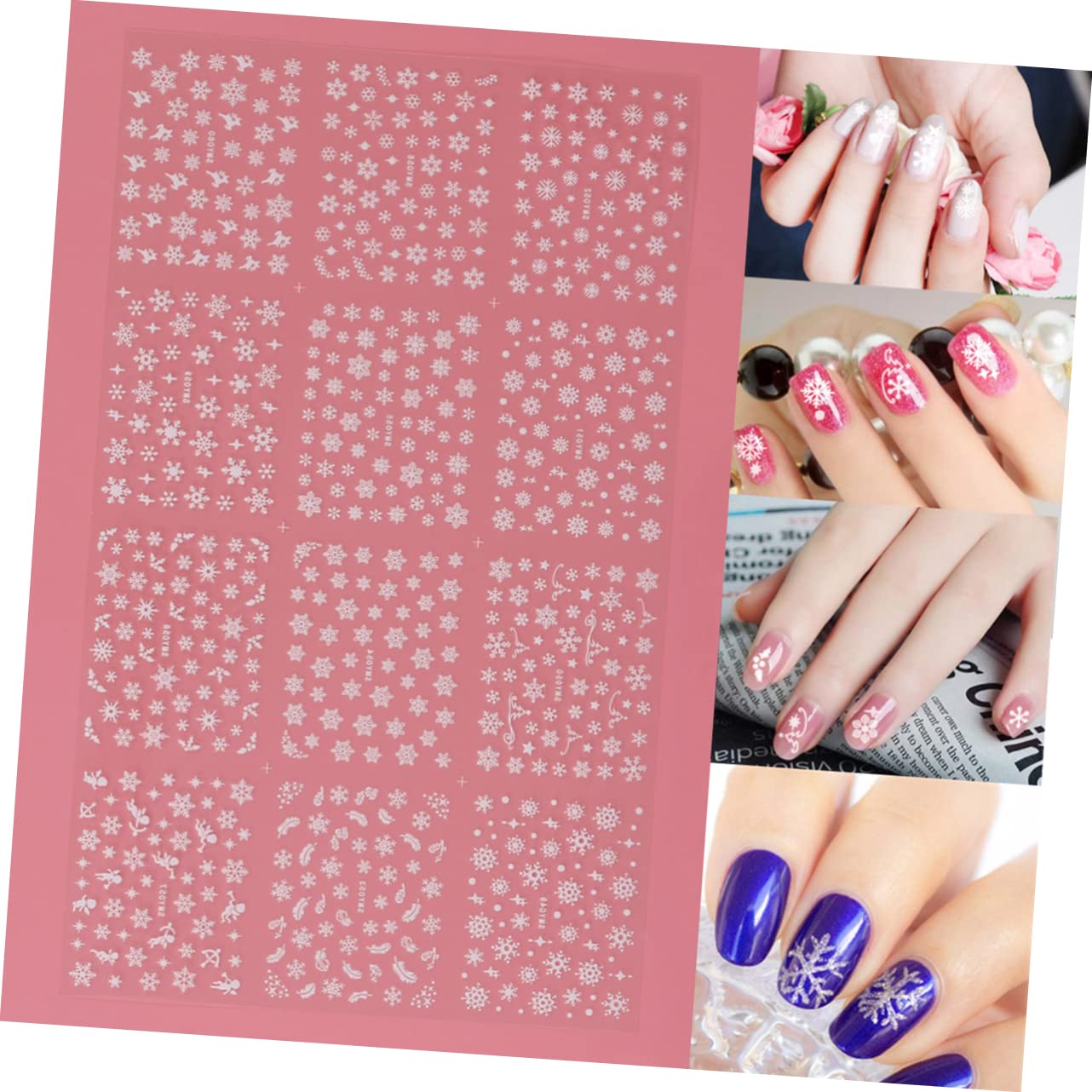 Adesivi per Unghie 3d Fiocco di Ghiaccio 12 Fogli Natalizi | Resina, Effetto Tridimensionale, Decorazione per Manicure, Formato 12 Fogli per Uso Festivo