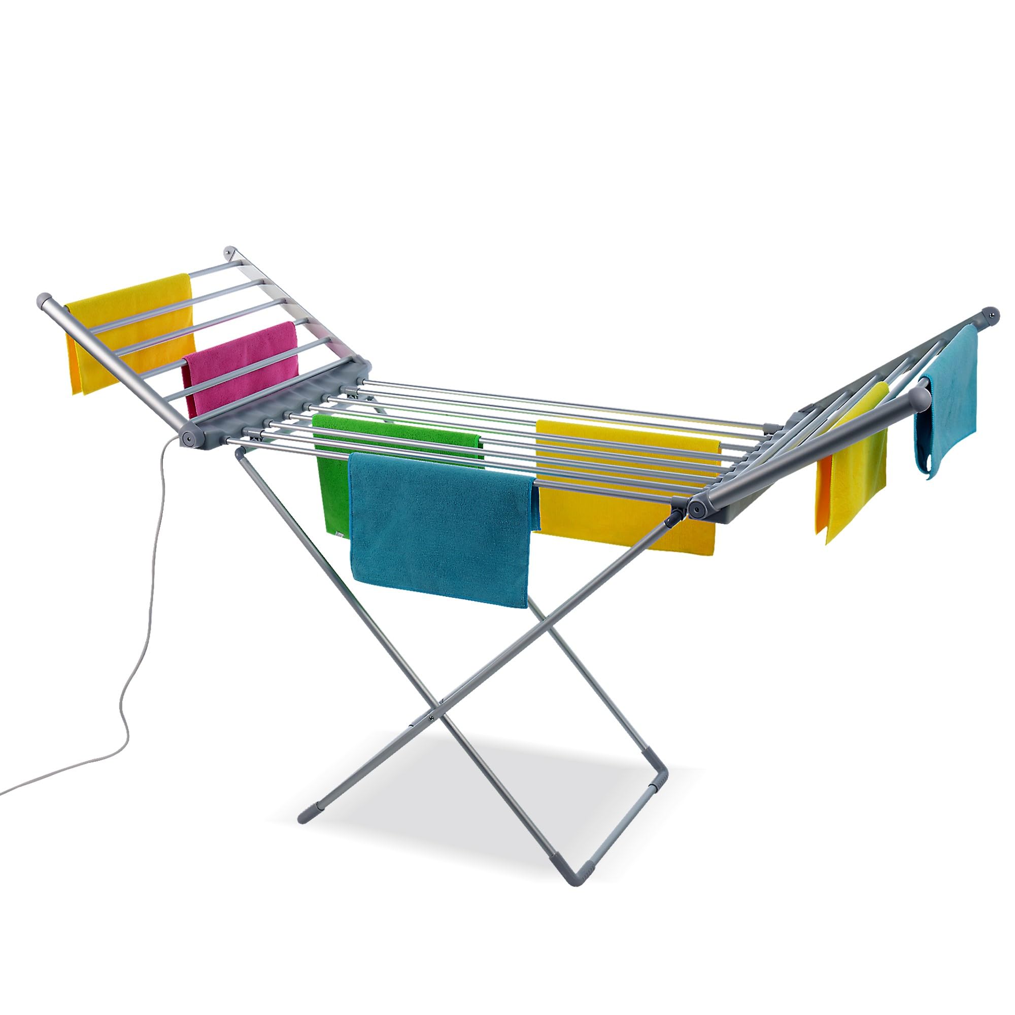 Albert Austin Winged Electric Clothes Dryer Easy Storage Heated Airer with 15kg Load Capacity Strong Aluminium Frame 18 Bar Foldable Heated Clothes Airer Energy Efficient Indoor Drying Rack