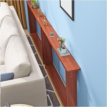 LZMZMQ Thin Behind Couch Table 57 53 49 45 41 37 33inch Wide, Narrow Bed Side Gap Storage Shelf for Bedroom/Living Room, Skinny Entryway Console TablesTeak,W33.5xD3.9in/85x10cm