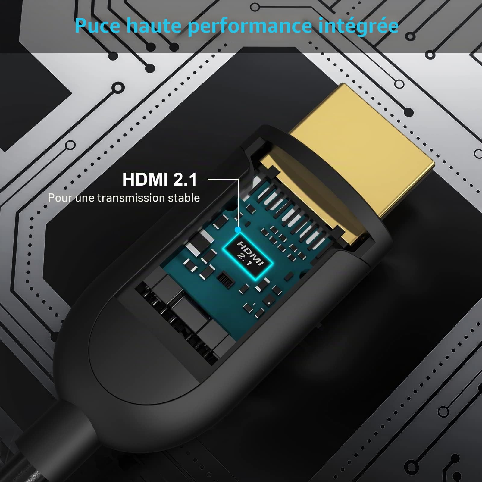 Câble HDMI 2.1 8K Fibre Optique 15m Ultra High Speed 8K@60Hz 4K@120Hz 48Gbps Câble HDMI 2.1, prise en charge eARC RTX 3090 HDCP 2.2&2.3 Dolby Compatible avec PS5, Xbox Series