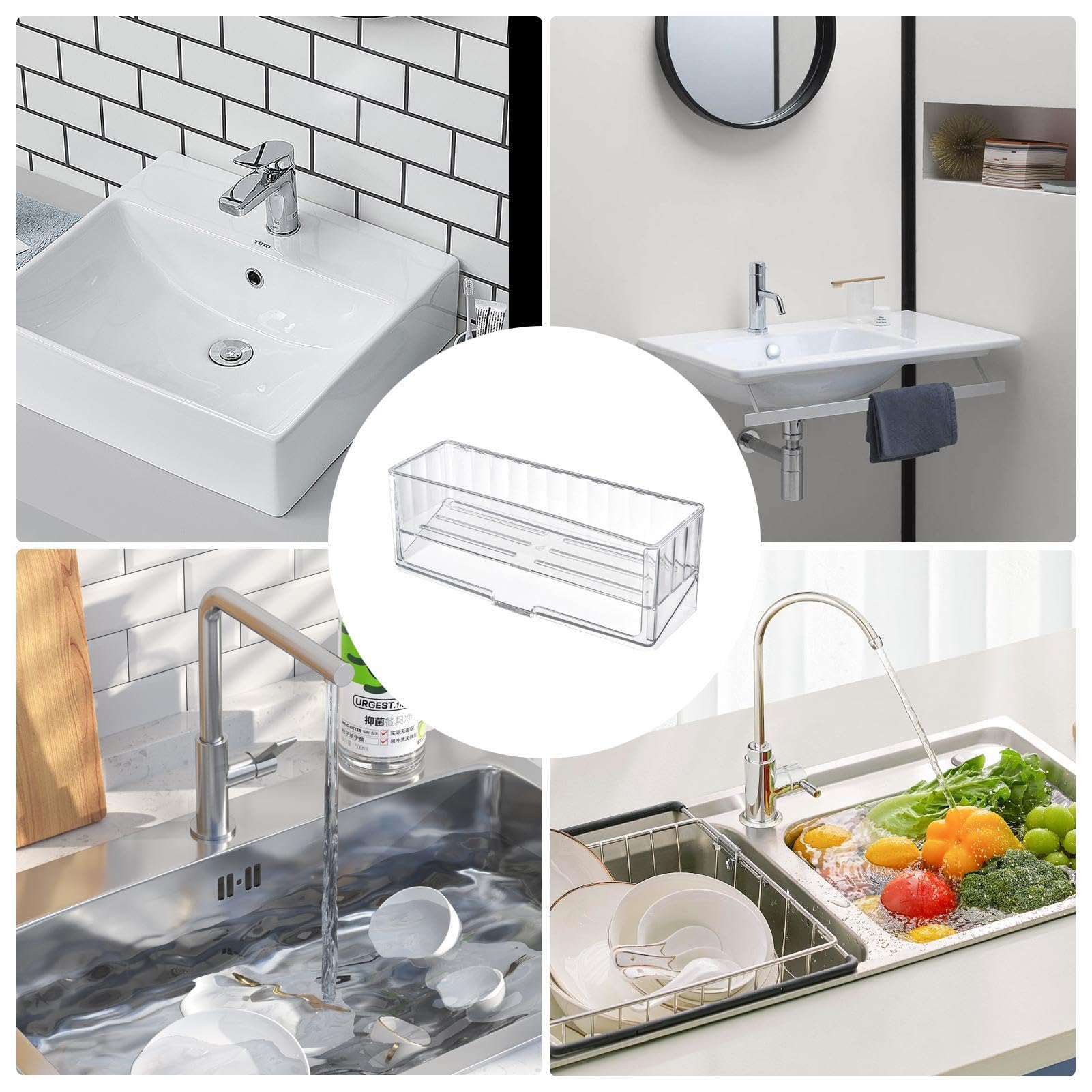 Portaspugne Per Lavello Da Cucina In Acciaio Inox – Inclinato 30° Autodrenante – Bianco – Con Portaspazzole