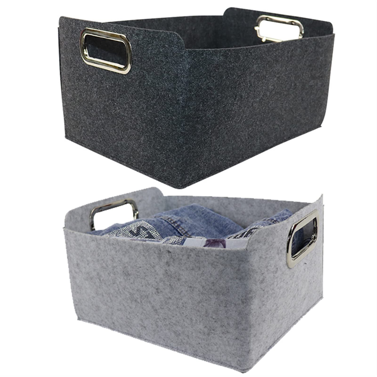 Faltbare Aufbewahrungskorb Grau Filz Stoff Schreibtisch Organizer Tidy Aufbewahrungsbox Spielzeug Kosmetiktasche Korb Sungtries Kleidung Organizer Wäschekorb für Schmutzige Kleidung