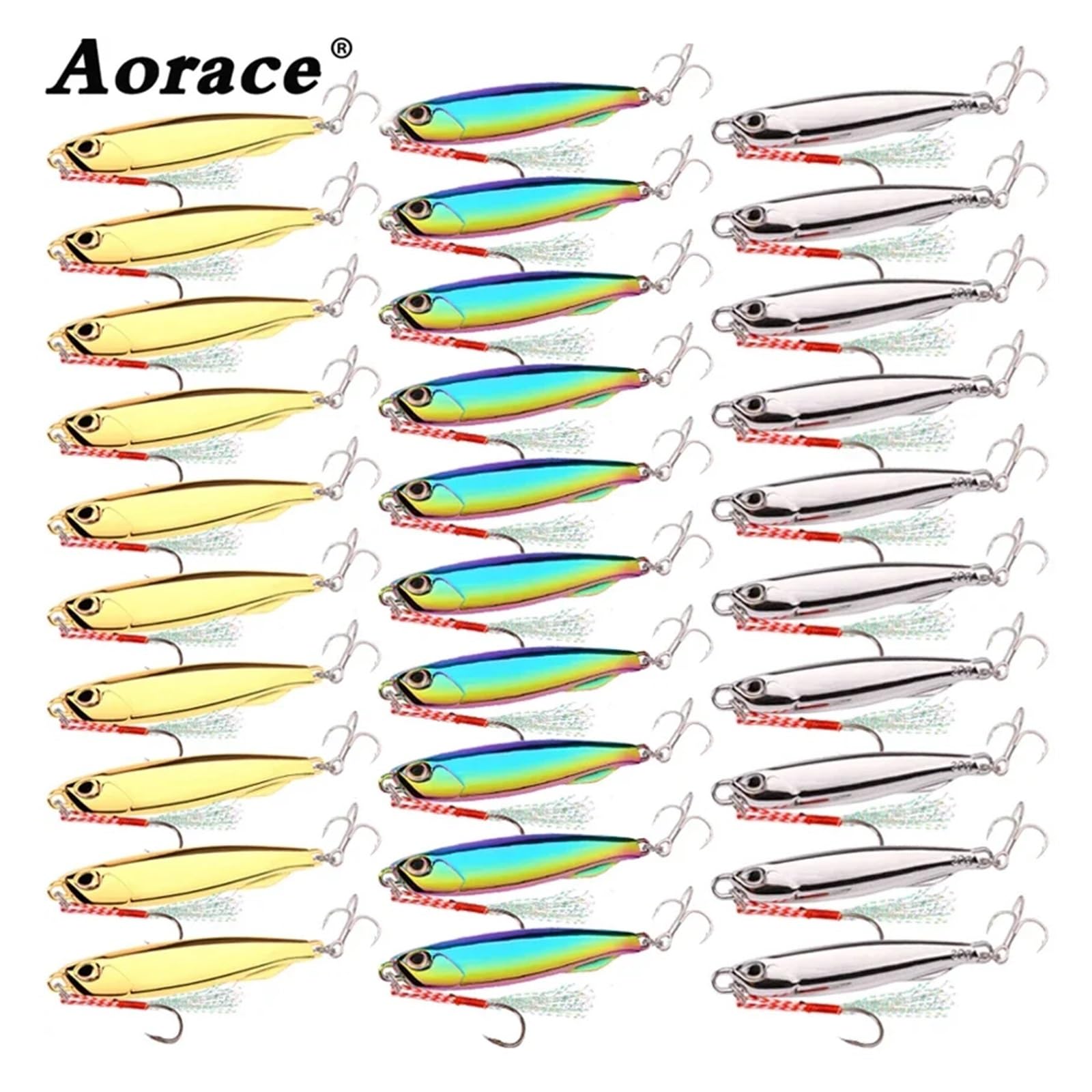 30 señuelos de Pesca de lubina con Cebo Artificial, de Metal Fundido, de 10/20/30 g, for Pesca Desde la Orilla.