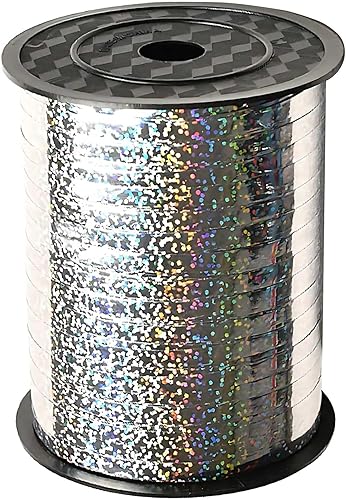 BRZIKWT Cinta rizadora plateada de 500 yardas, hermosa cinta metálica prensada, rollo de cintas de globo, para regalo, arte, flores, globos para el