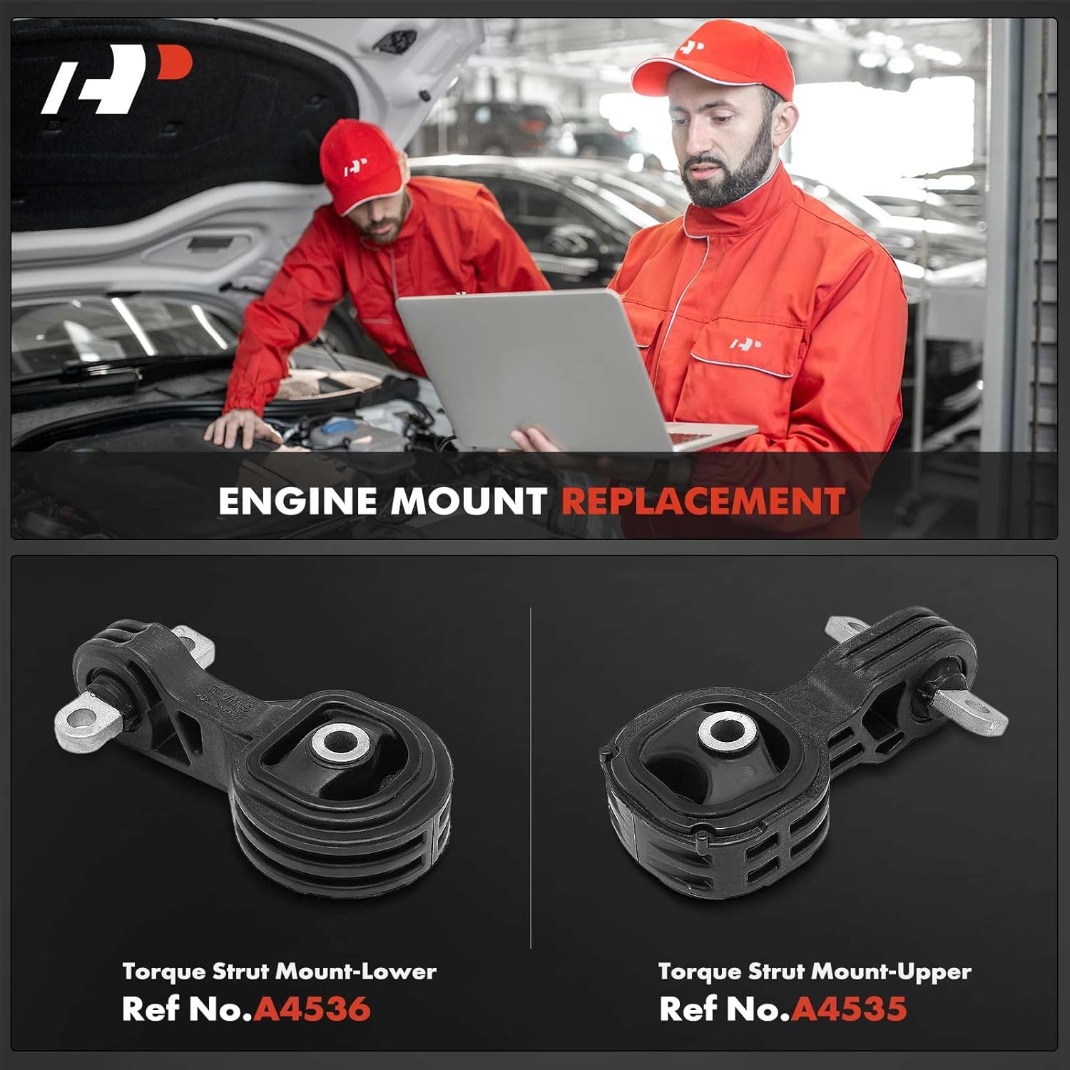 A-Premium 2PCS Front Upper and Lower Torque Strut Mount Set [4WD FWD] Compatible with Honda CR-V CRV 2007 2008 2009 2010 2011 L4 2.4L, Replace# 50880SWAA81, 50890SWAA81