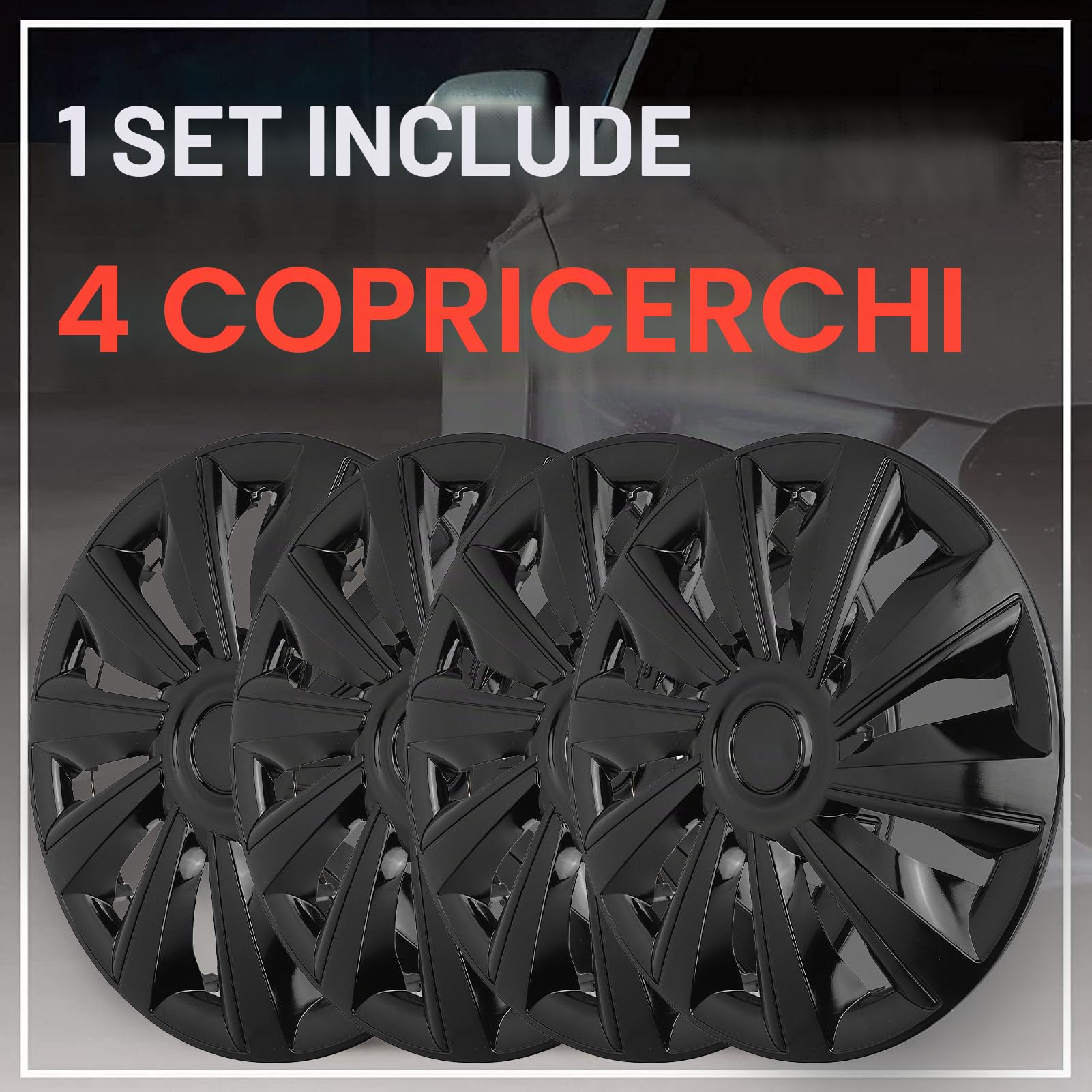 SIXRUN Coprimozzi 15 Pollici 4 Pezzi Copricerchi Universali in Materiale ABS, Design con Fibbia per SUV per Auto Camion con Resistenza Ai Graffi Adatto per Sedile V40