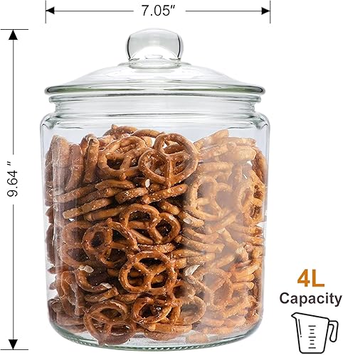 Miniatura 2 de Accguan Contenedores de almacenamiento de alimentos de 1 galón, tarro de galletas de vidrio con tapa, tarros de vidrio para sales de baño, harina,