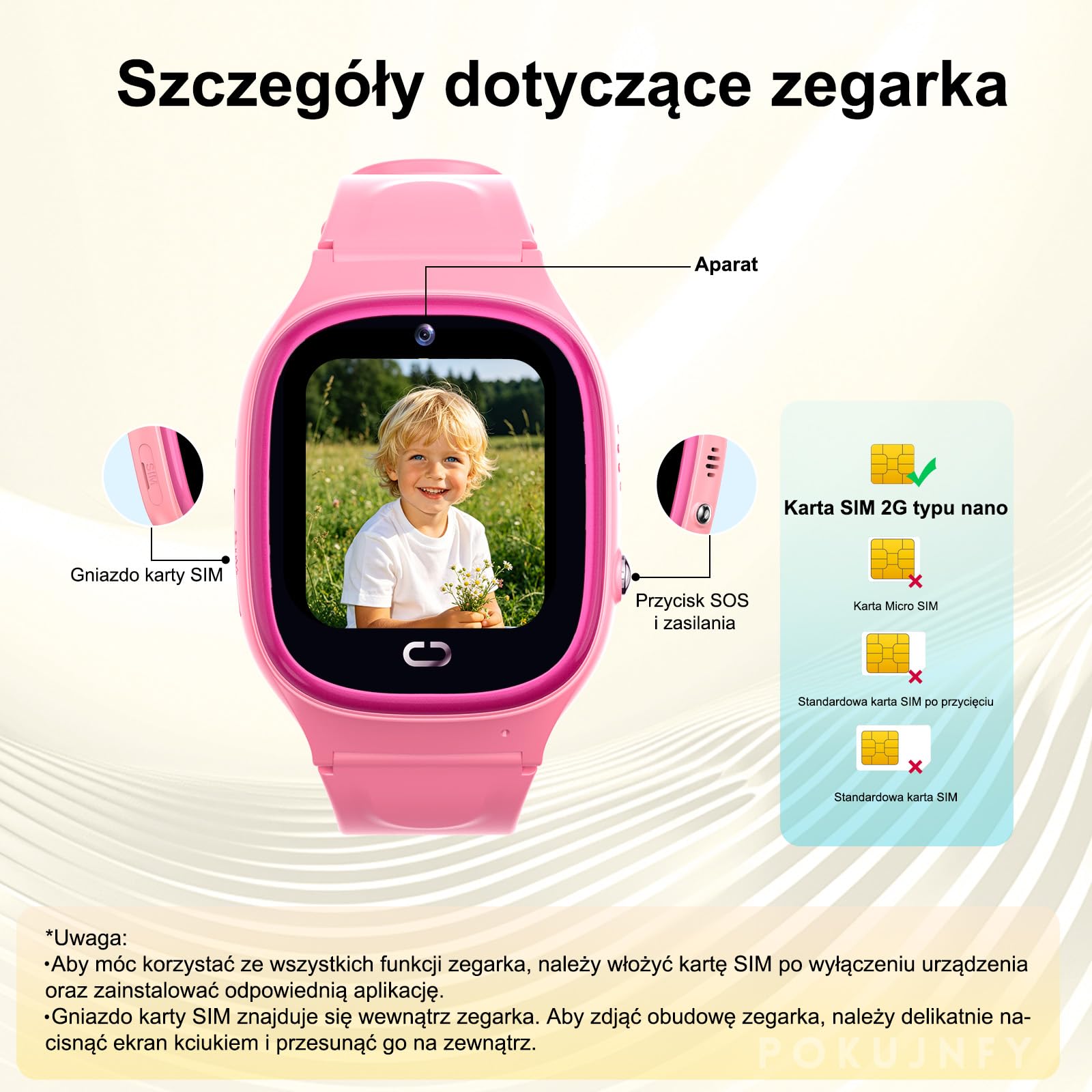 Smartwatch dla Dzieci z GPS Rozmowy Telefoniczne Czat SOS Kontakty | Budzik Gra IP68 Wodoodporny Tryb Klasowy Zegarki Cyfrowe Smartwatch Dziecięcy Chłopcy Dziewczynki Urodziny Prezenty