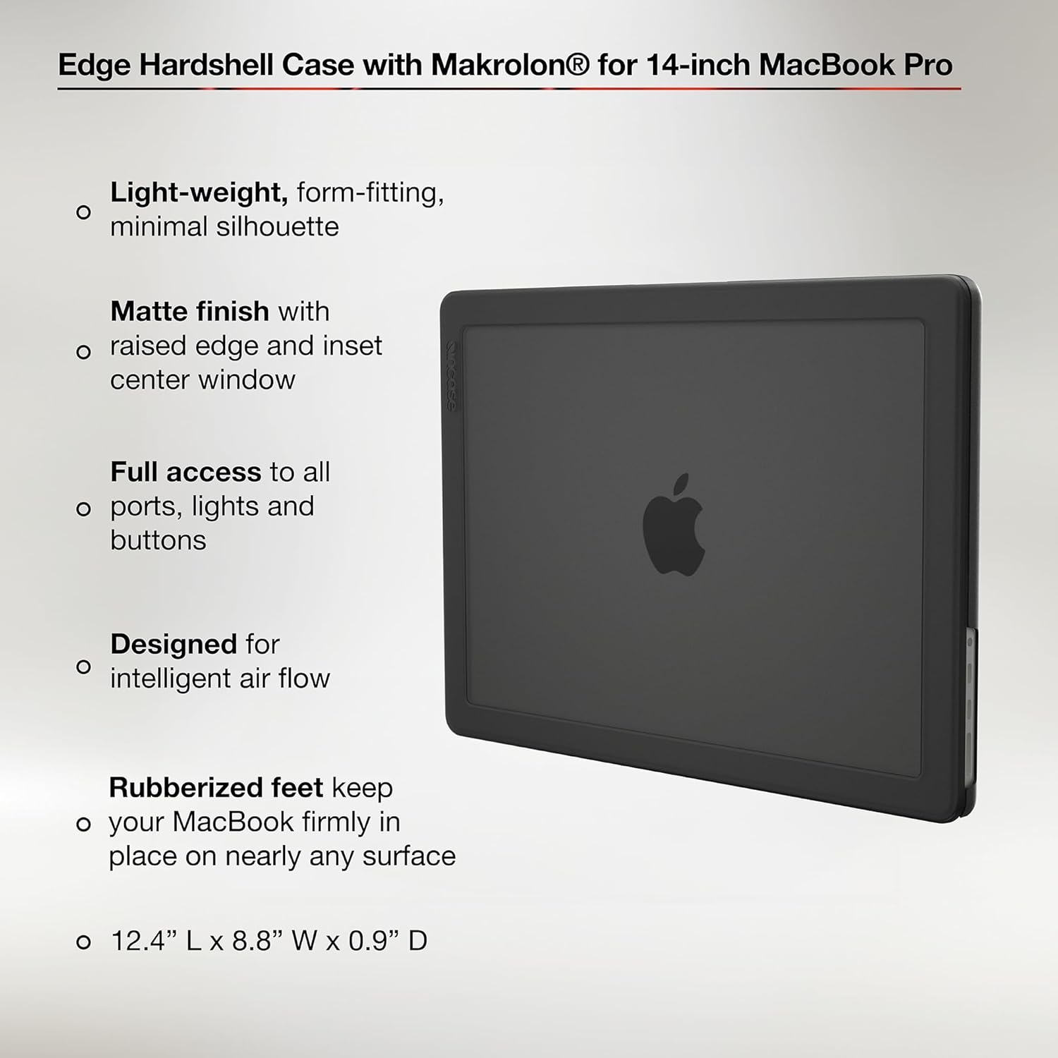 Incase Edge Hardshell with Makrolon® - MacBook Pro 14 inch Case - 2025, 2024, 2023, 2022, 2021, M5, M4, M3, M2, M1 - MacBook Case, Protective Hard Shell, Scratch Resistant, Rubberized Feet - Black - Image 3