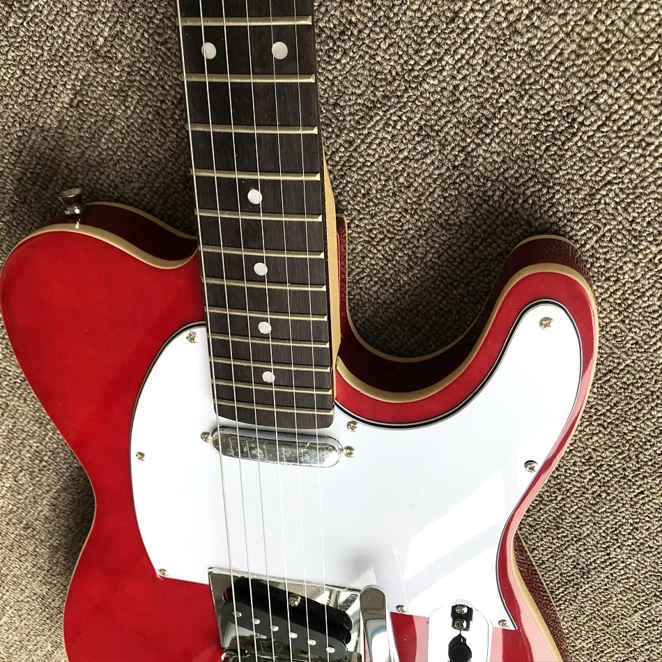 Chitarra elettrica TELE rossa personalizzata con tastiera in palissandro e vibrato cromato - Guitarra Electrica professionale