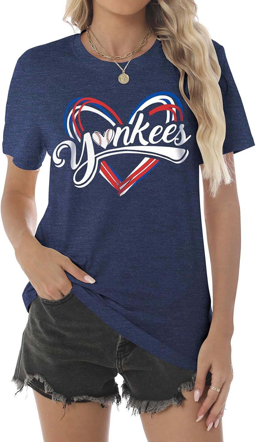 Baseball Shirt for Women Game Day Baseball Fan Shirt Mom Tee Casual Short Sleeve Tops - Image 4