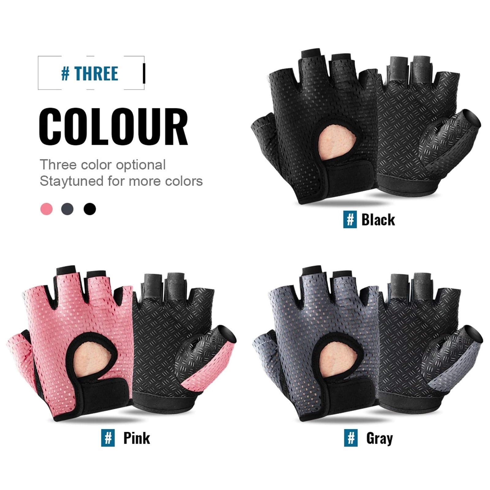 Guanti Da Palestra Guanti fitness da palestra for donna, guanti antiscivolo traspiranti con mezze dita for ciclismo, sollevamento pesi, yoga