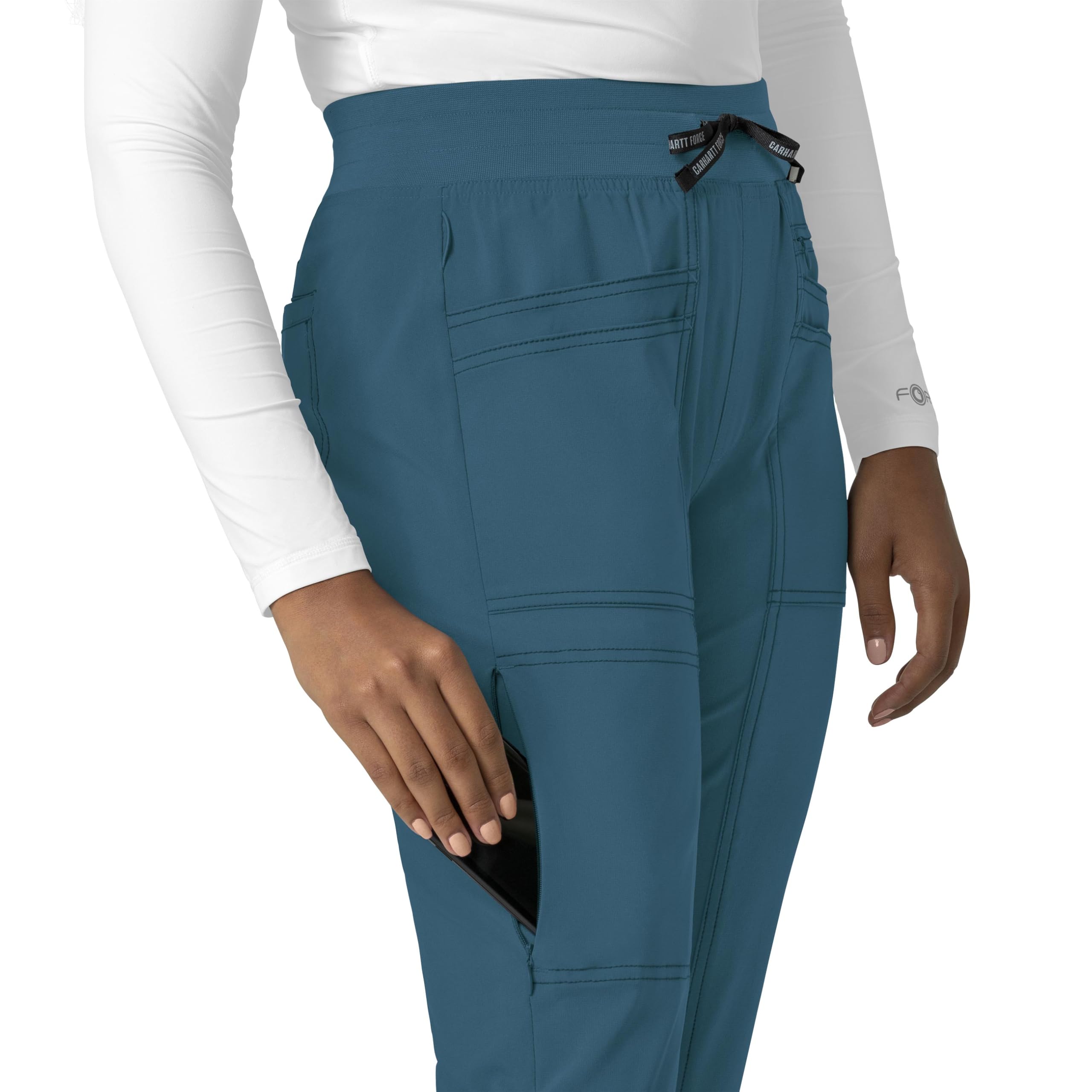 Carhartt Cross-Flex Scrubs for Women, Slim Leg Scrub Pant - Caribbean Blue, XS Petite