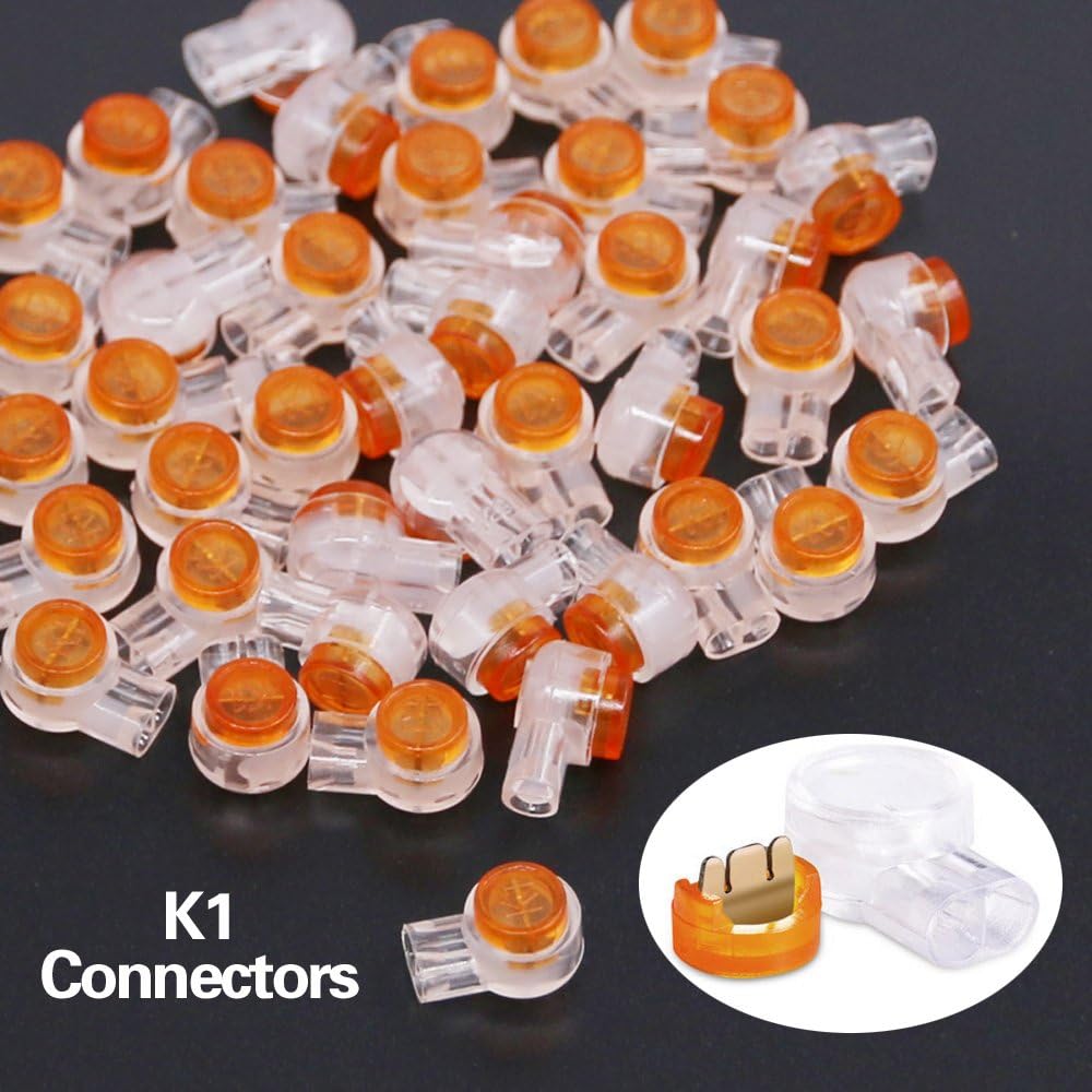 Hilitchi 200-Pcs Data Phone Wire Butt Splice 2/3 Ports UY/UR/UB Crimp Terminal Connectors Assortment Kit - with Connector Crimping Pliers