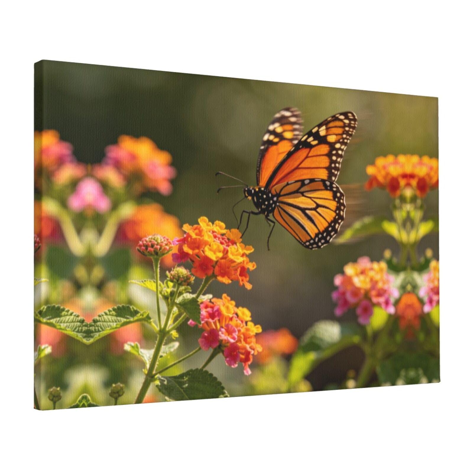 CNTDBU Color Butterfly Art Canvas Wall Art 16x24 Inch-Large Modern Painting Print for Living Room, Framed Ready to Hang Artwork for Bedroom