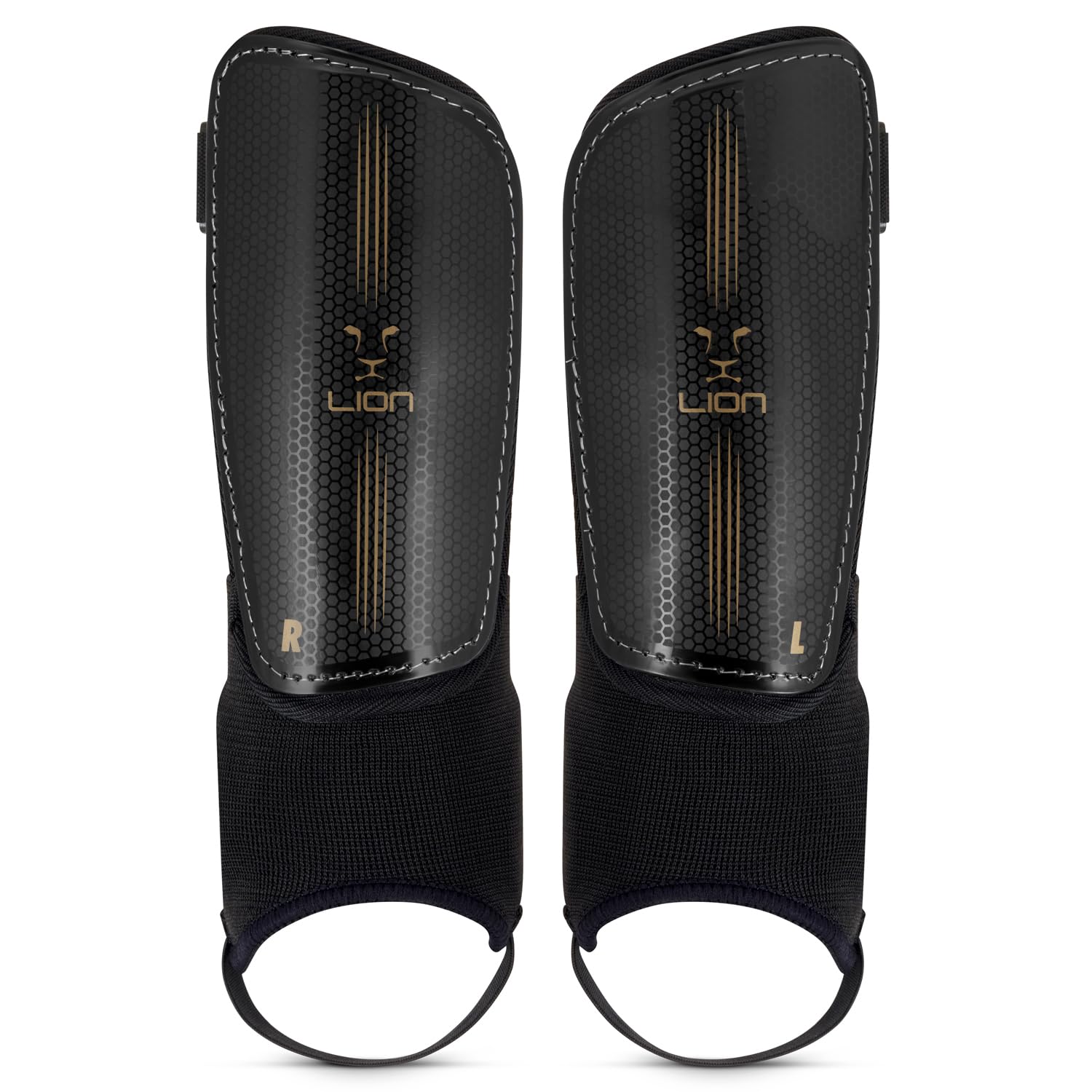 Football Shin Guards with Ankle Pads – Adjustable Straps, Breathable Design, Sizes for Adults and Kids - Large