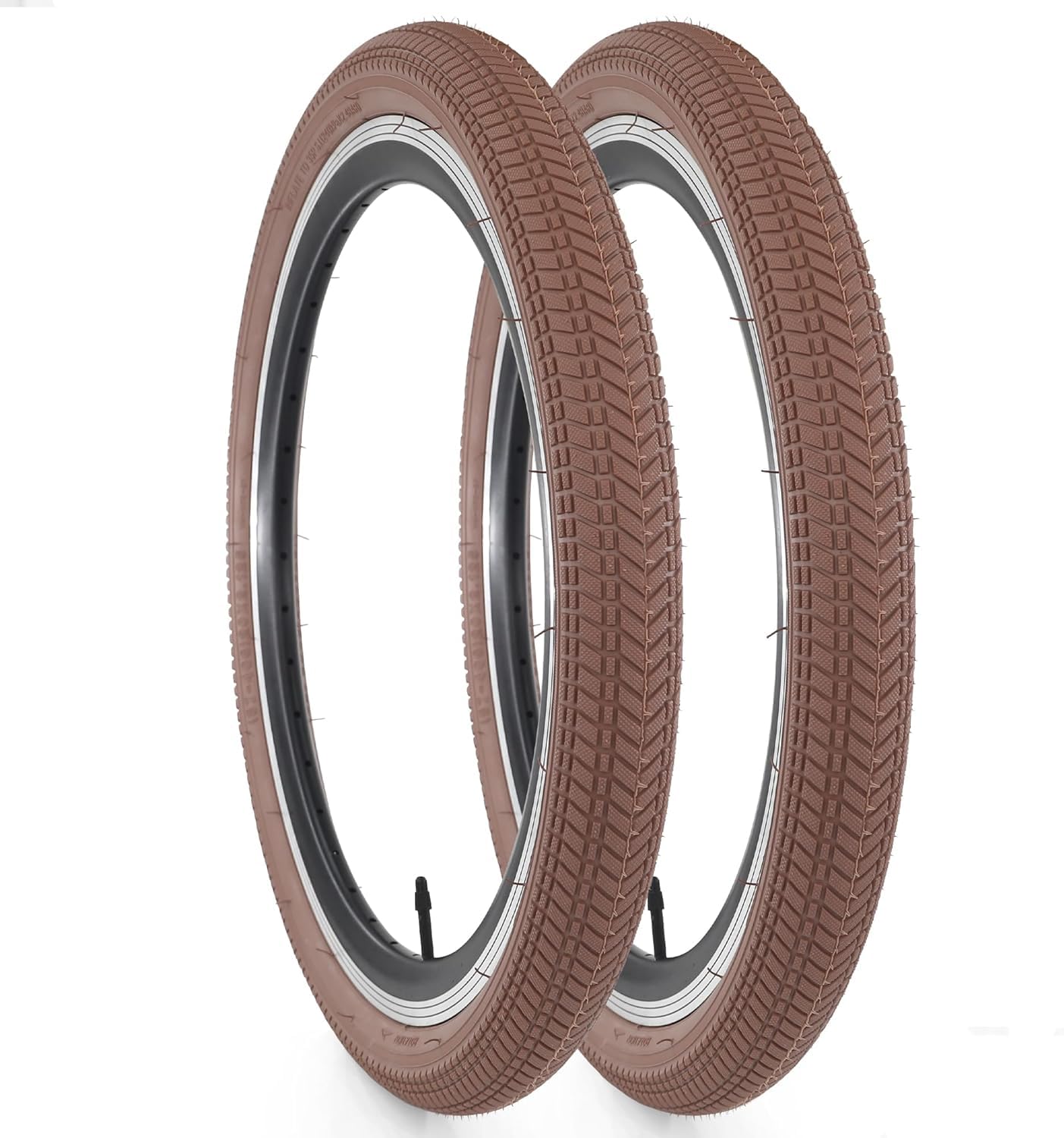 GRELiving 2-Pack Bike Tires 16/20x2.125 Mountain Bike Tires 30 TPI Bicycle Tires for BMX,Mountain Bicycle or Kids Bicycle (Brown, 20x2.125)