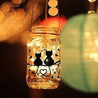 Vista 4 de GLOBLELAND Dibujos animados gato tarro corte silueta de papel silueta ventana plástico lámpara de pared se aferra calcomanías decoraciones