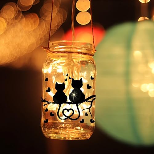 Vista 4 de GLOBLELAND Dibujos animados gato tarro corte silueta de papel silueta ventana plástico lámpara de pared se aferra calcomanías decoraciones