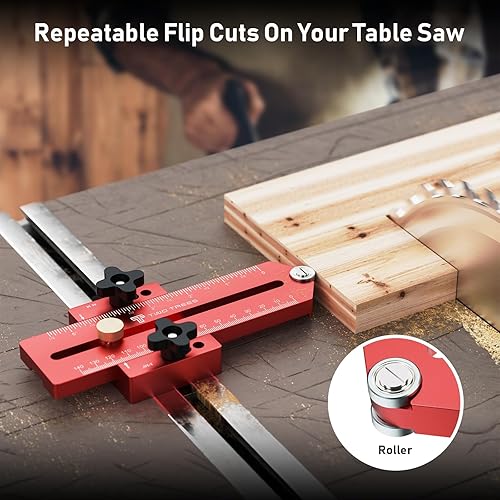 Miniatura 6 de Twotrees Thin Rip Jig, guía de plantilla de sierra de mesa extendida, accesorios para sierra de mesa para hacer cortes repetitivos de tira estrecha
