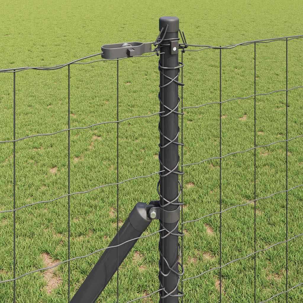 Set di pannelli per recinzione per esterni con pali, grigio, 1 x 10 m, in acciaio e PVC, moderna recinzione frangivista per giardino e terrazza, struttura robusta e resistente alle intemperie per una
