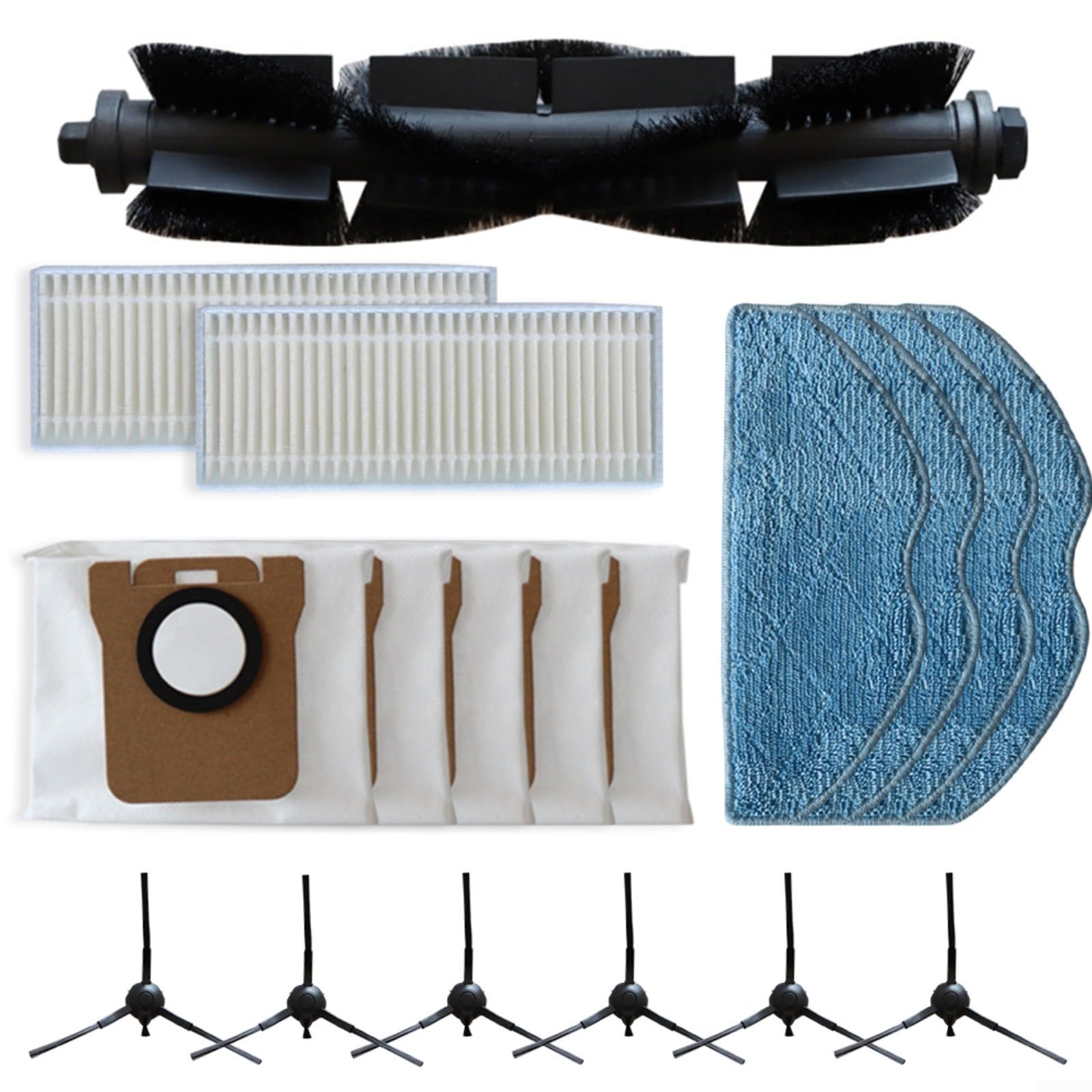 EpheyFIF 18Pcs Set Vacuum Accessories Replacement Parts, Main Side Brush Filter Mop Cloth Dust Bag Kit, For 360 For Botslab S8 Plus Sweeper Accessories Kit