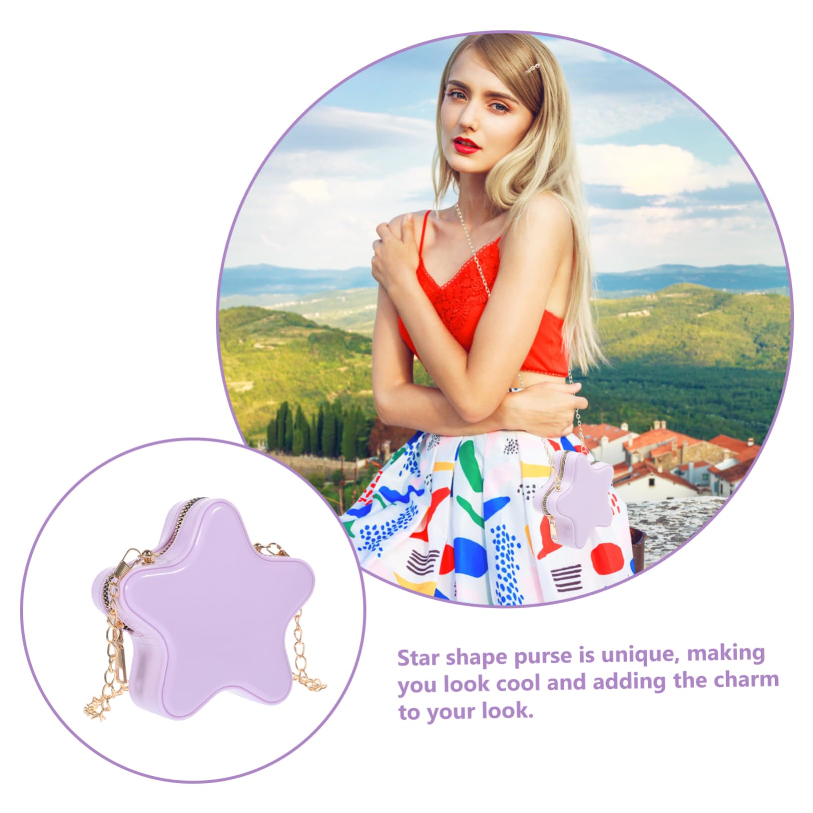 GALPADA 4 Piezas bolsa dibujos animados neceser makeup bag bandolera bolsos cruzados verano para mujer forma estrella bolsa mensajero Bolsas hombro Bolsa cadena chica pvc
