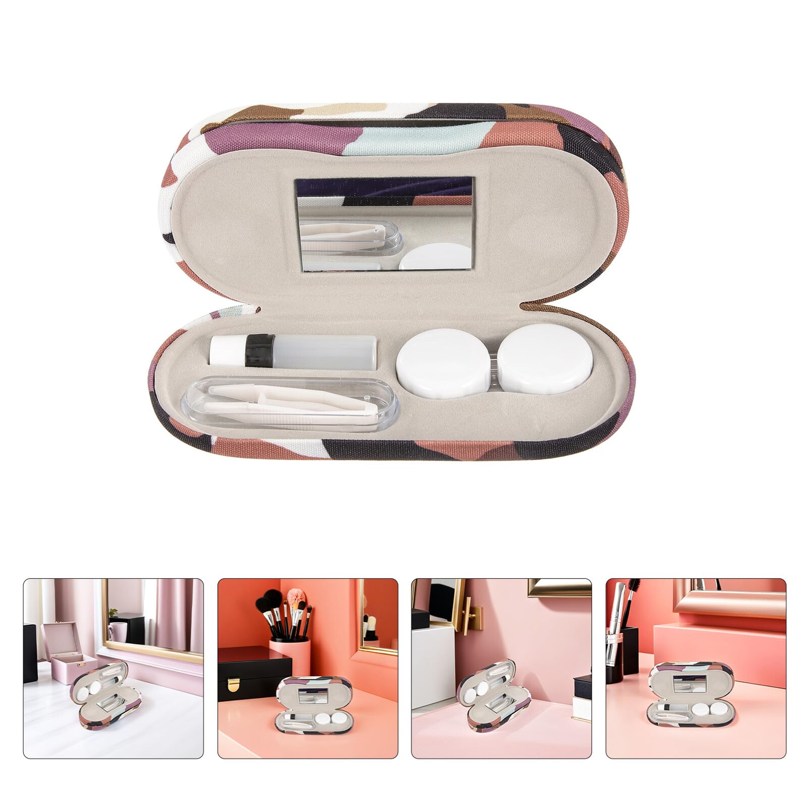 Generico Astuccio Rigido per Occhiali da Viaggio a Doppio Scomparto in Plastica con Motivo Mimetico Organizer Portatile Unisex per Occhiali da Sole e Lenti a Contatto Custodia Resistente