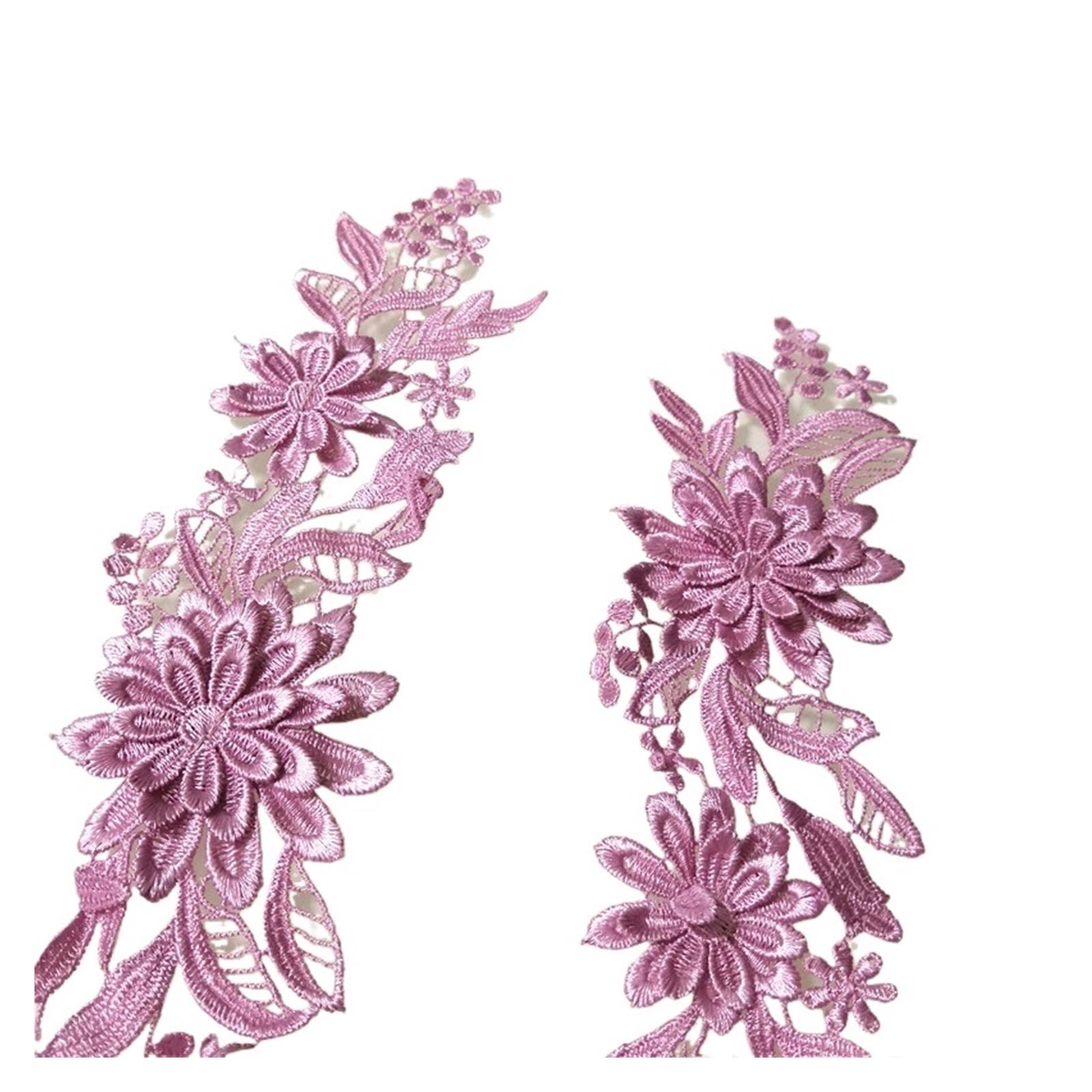 Dentelle brodée 3D violette tissu décoration couture bricolage pour customisation vêtement