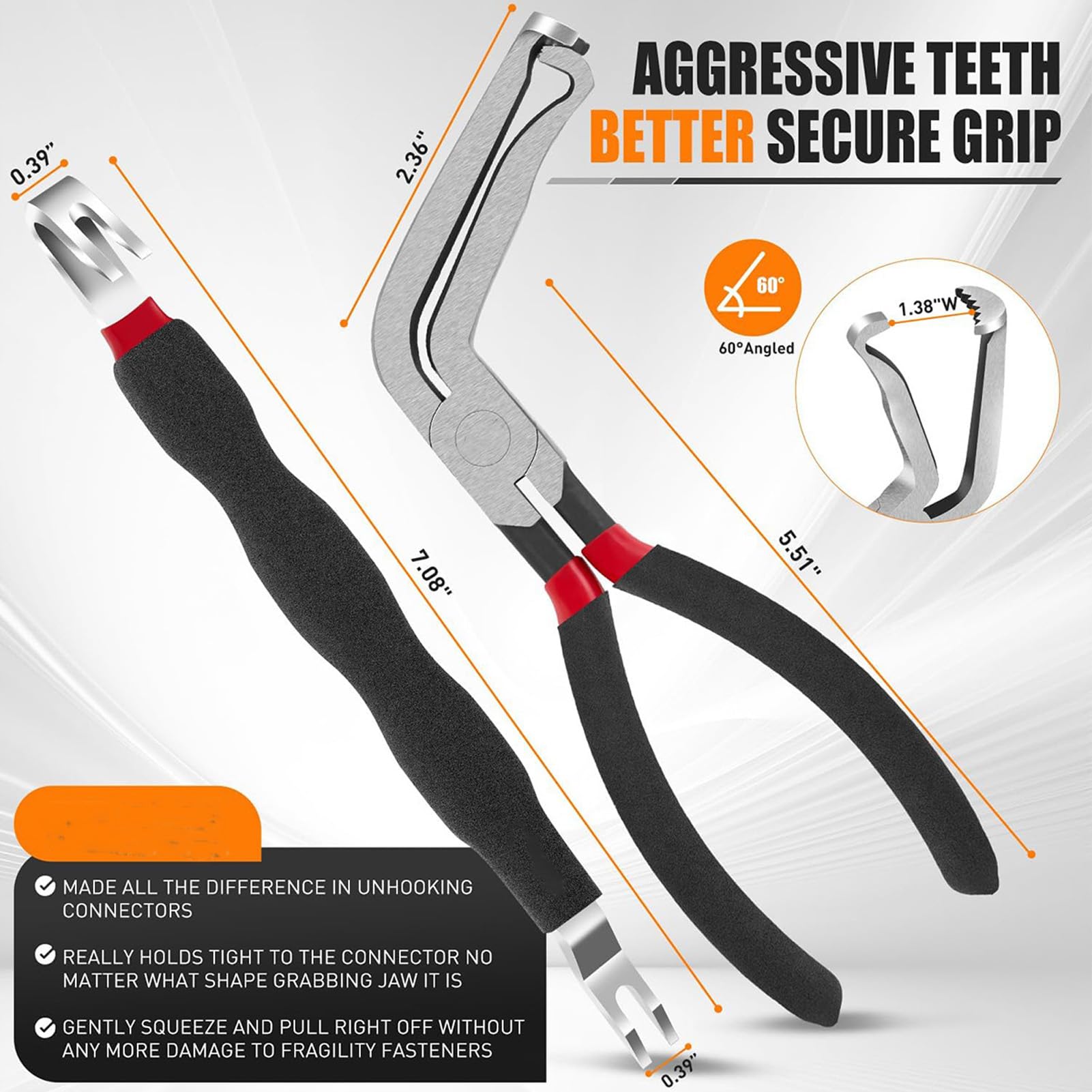 Electrical Disconnect Pliers with Spring Loaded for Cars 37960, 37980, Electrical Connector Separator 13120, Fuel Line Petrol Clip Pipe Pliers