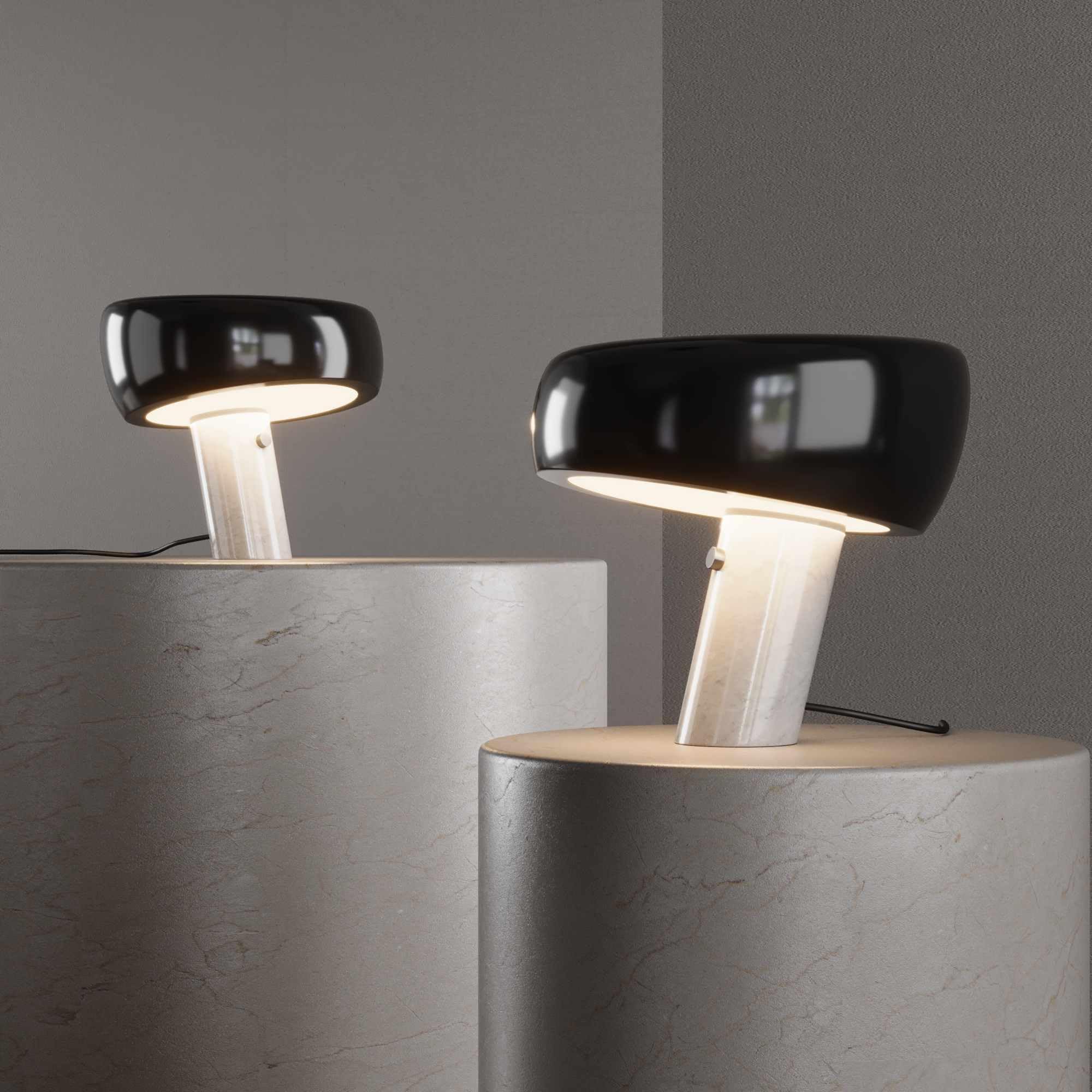BARCELONA LED Lámpara de Mesa Moderna Negra con Base de Mármol Blanco, Diseño Clásico y Lujoso para Escritorio, Mesita de Noche o Sala, Estilo Retro y Elegante Pequeña Luz Directa E27, 28cm