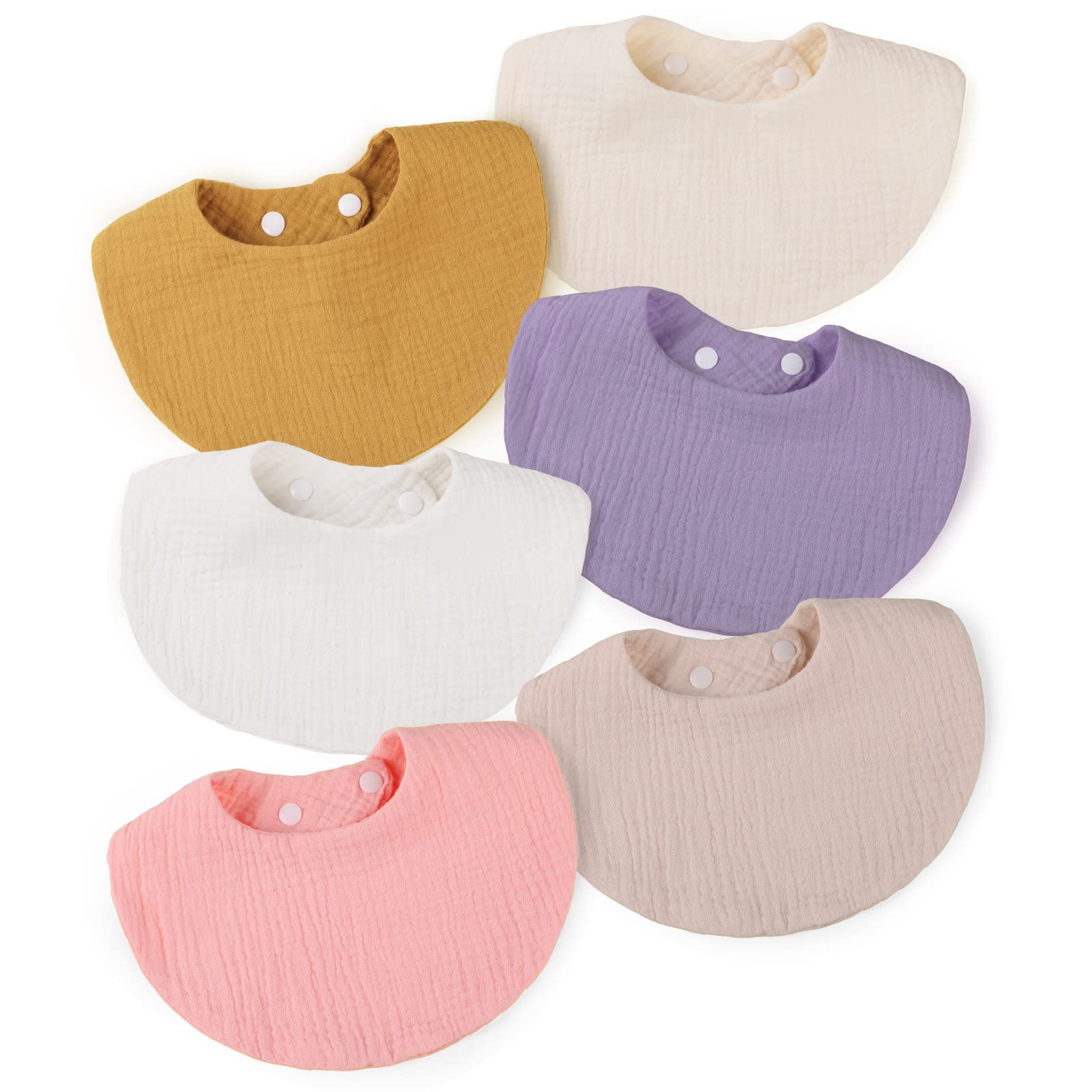 WD&CD 6 Pcs Baby Bibs with 2 Adjustable Button, Soft and Absorbent Baby Drool Bibs for Boys Girls