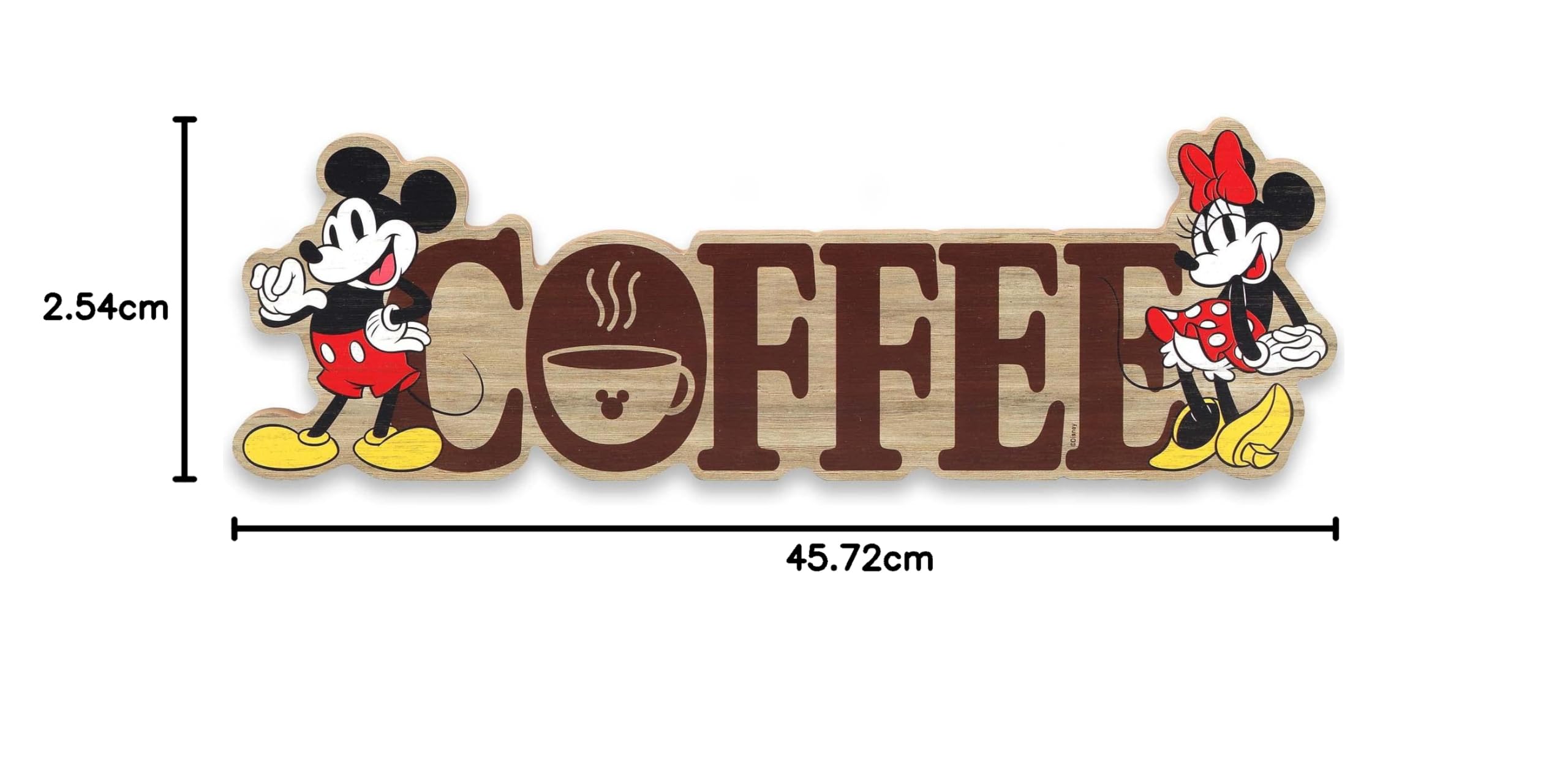 Open Road Brands Disney Mickey Mouse und Minnie Mouse Tischdekoration aus Kaffeeholz – entzückende Dekoration zum Aufhängen oder Präsentieren in Küche, Büro oder Kaffeebar | Entzückende Mickey-Maus-Dekoration zum Aufhängen oder Präsentieren